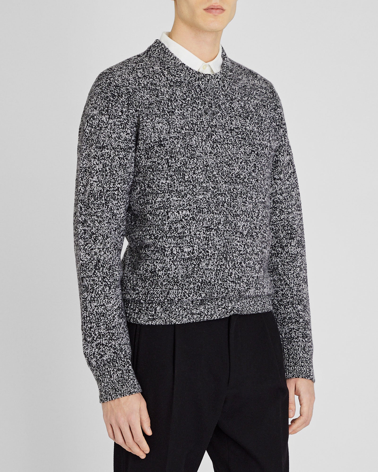 CLUB MONACO - Marl Wool Blend Crewneck - Black Mix