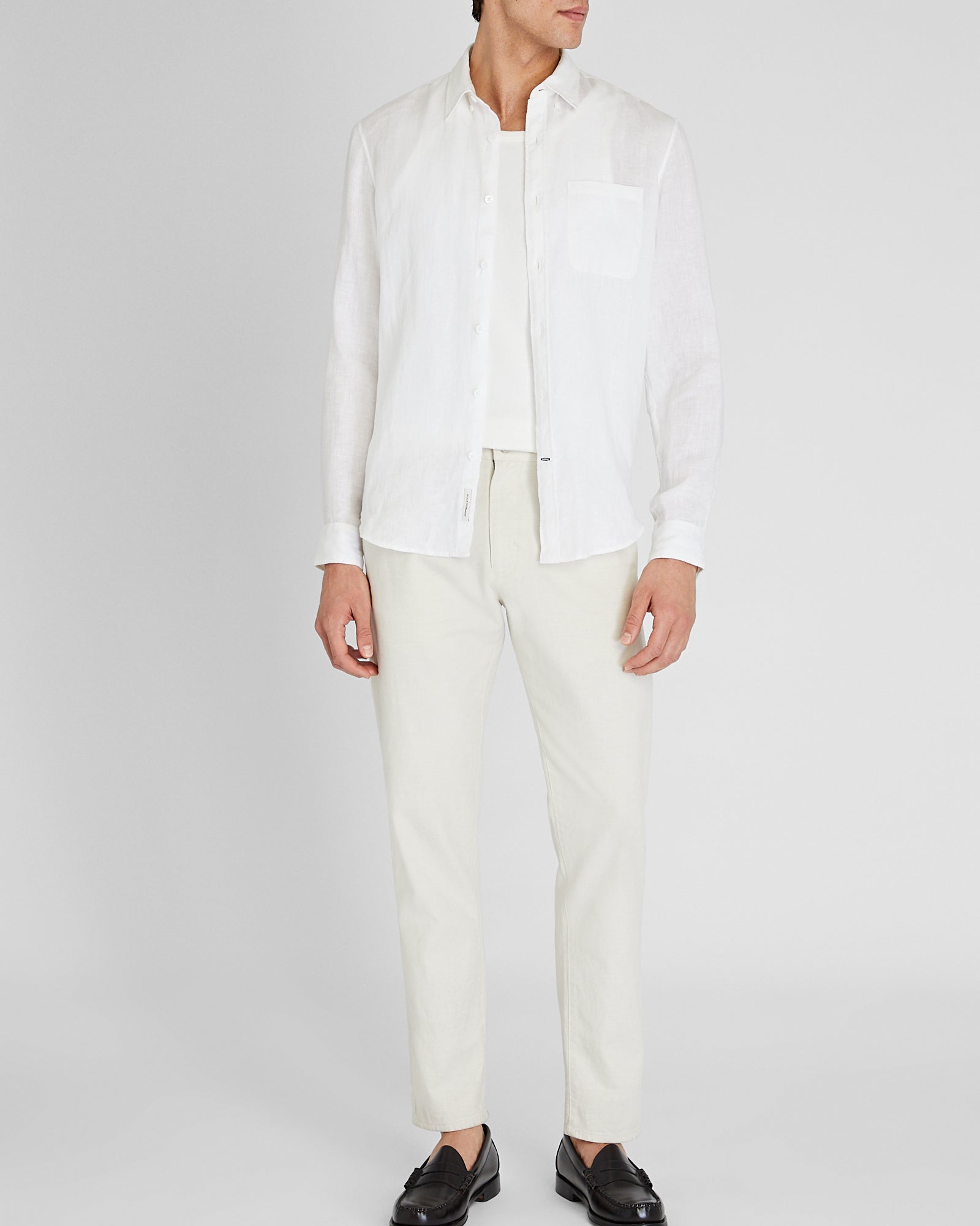 CLUB MONACO - Slim Long-Sleeve Button-Down Linen Shirt - White