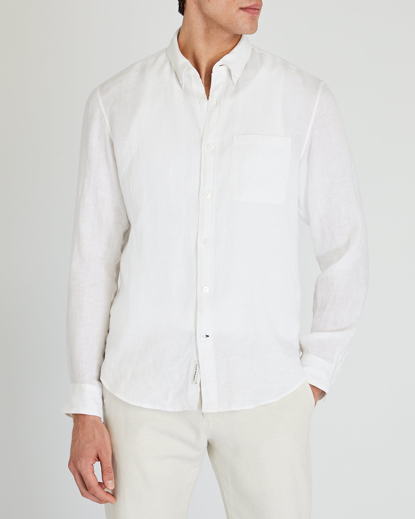 CLUB MONACO - Slim Long-Sleeve Button-Down Linen Shirt - White