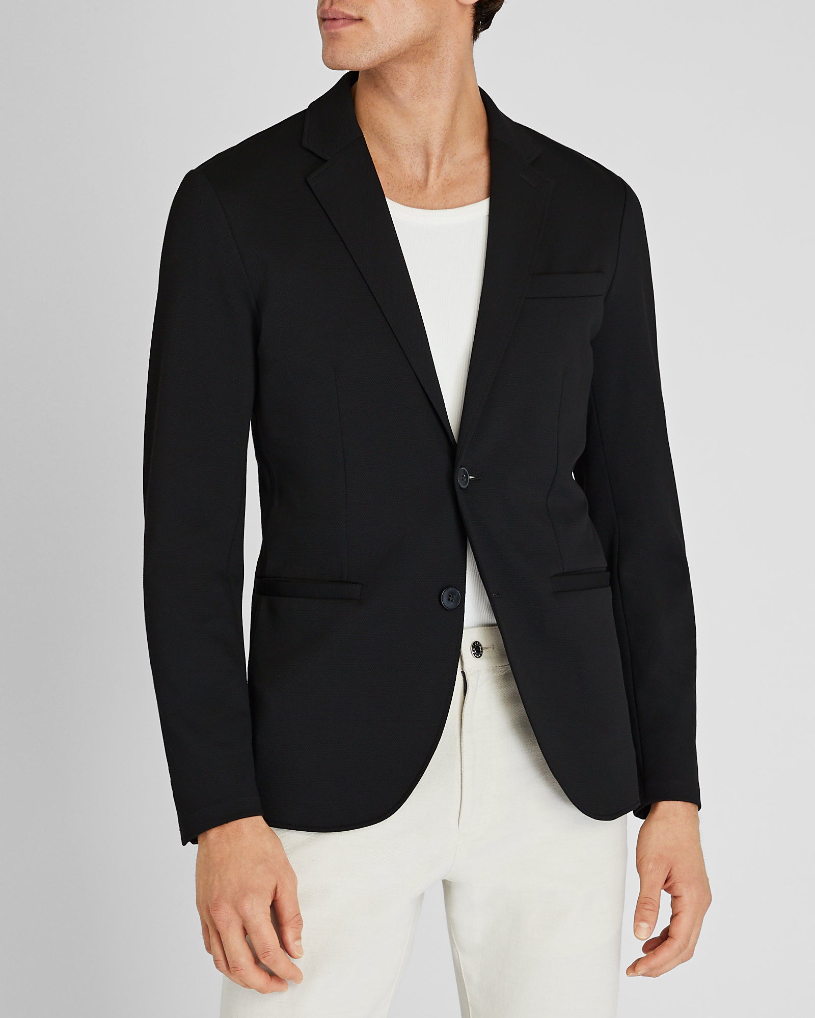Club Monaco Deconstructed Pique Knit Blazer - Black