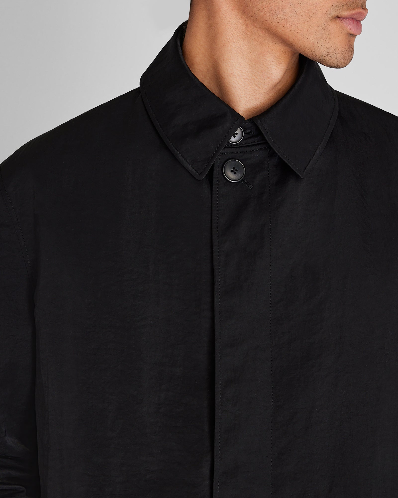 CLUB MONACO - Crinkled Nylon Car Coat - Black