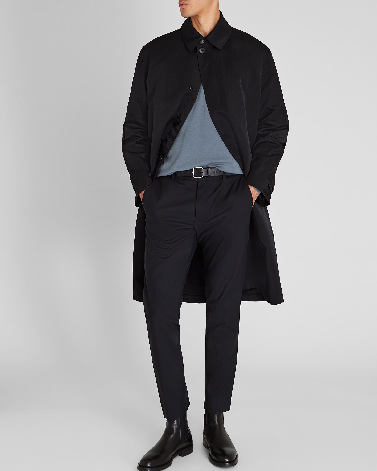 CLUB MONACO - Crinkled Nylon Car Coat - Black