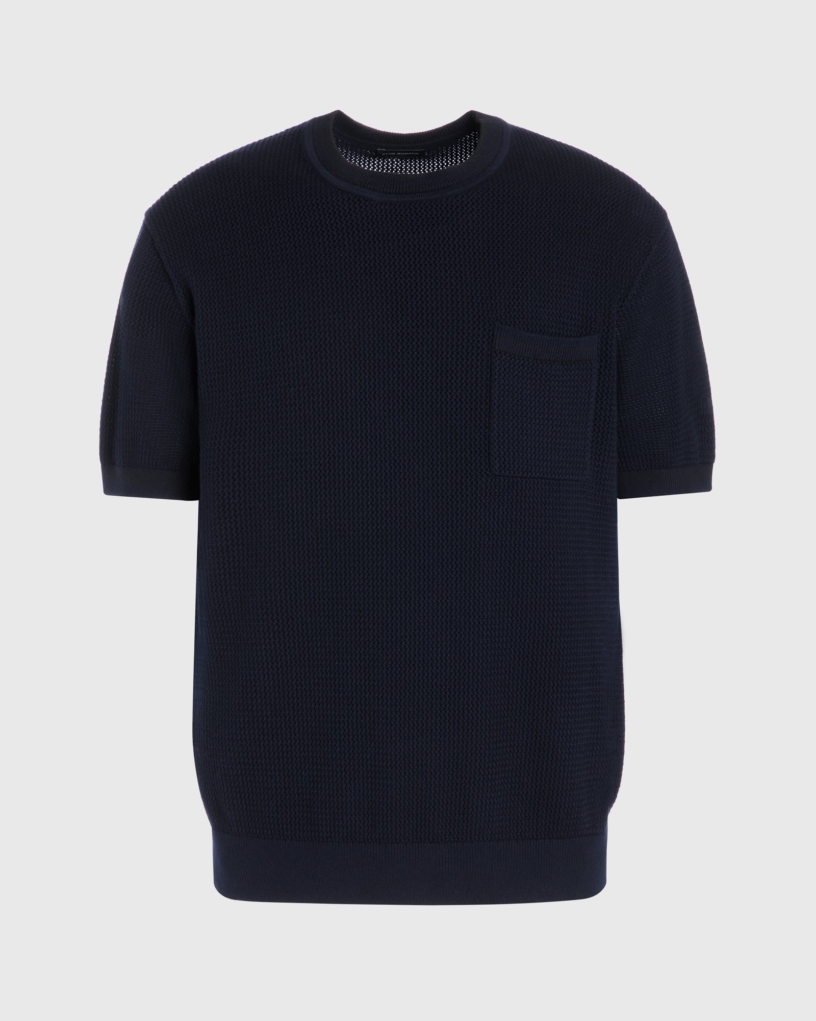 CLUB MONACO - Short-Sleeve Open Stitch Tipped Sweater - Dark Navy