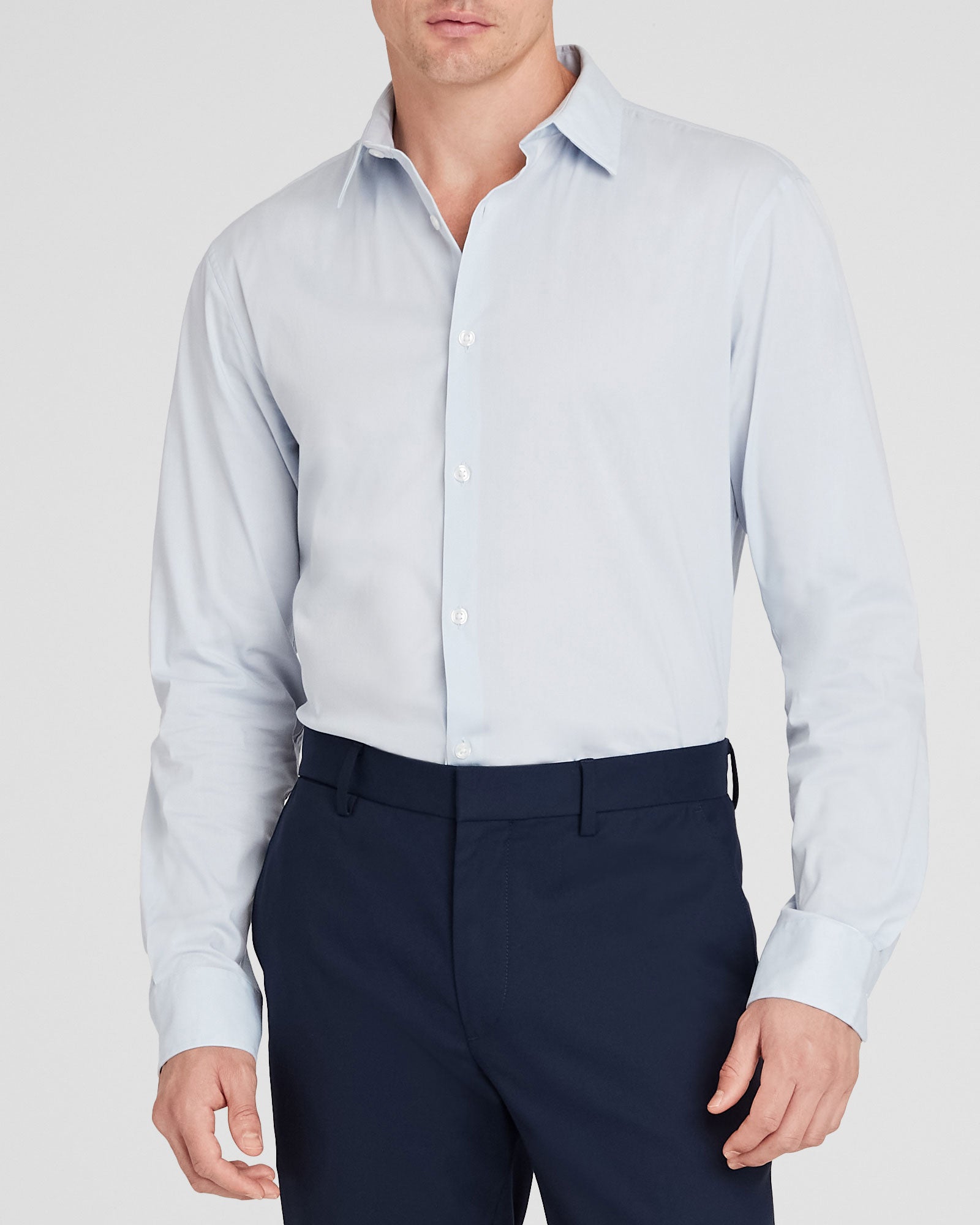 Men's Blue Stretch Poplin Dress Shirt