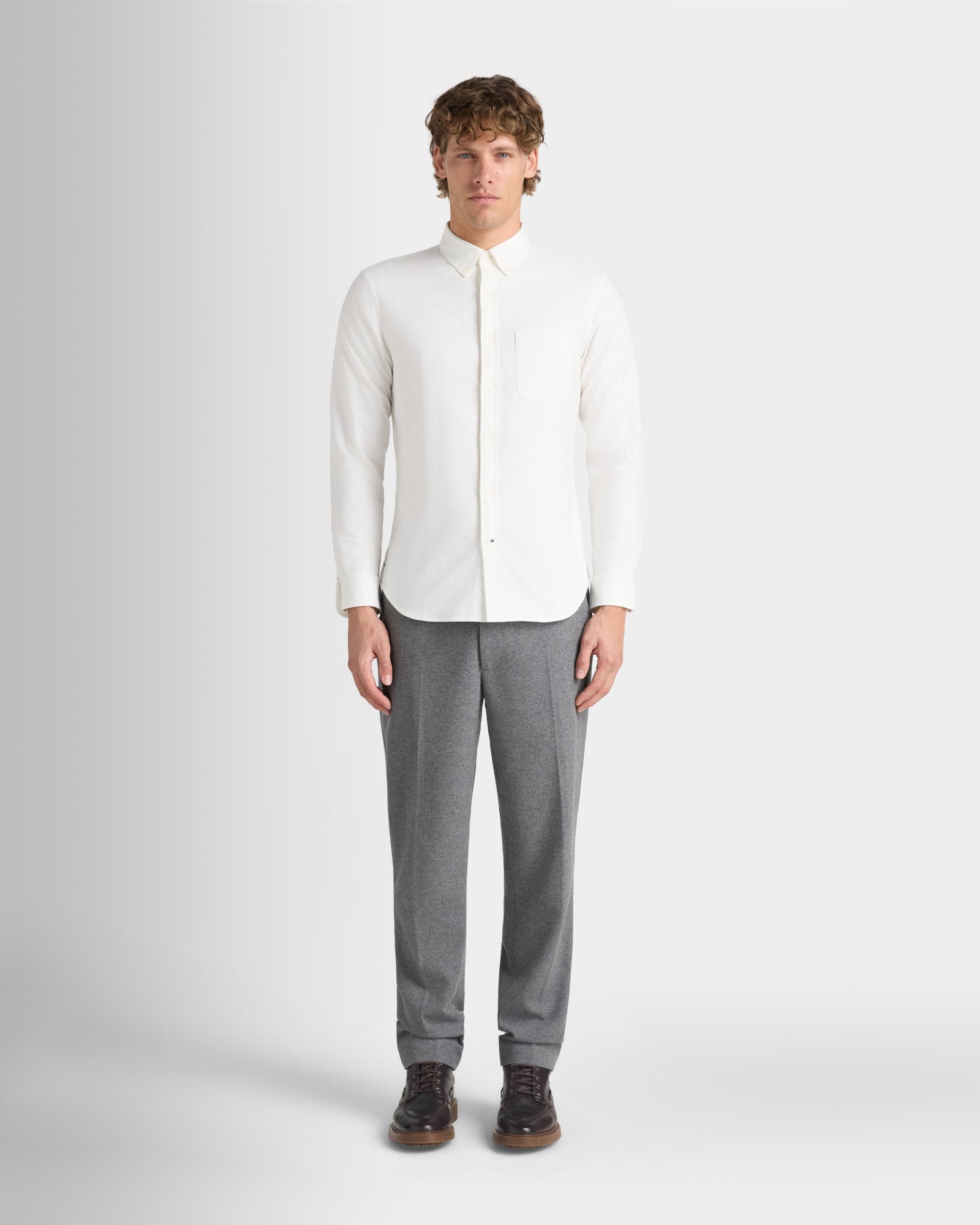Men's White Slim Bd Oxford