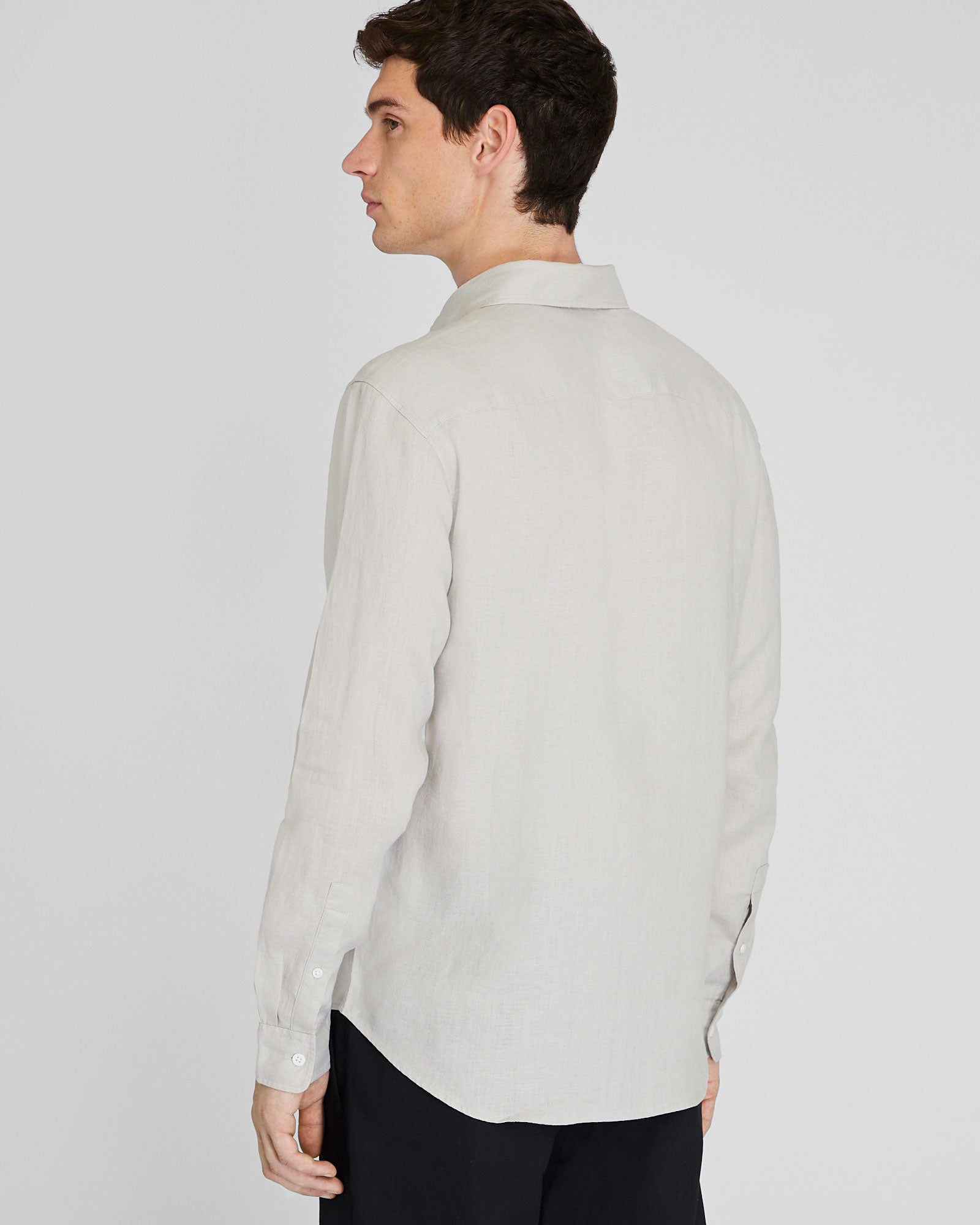 CLUB MONACO - Long-Sleeve Solid Linen Shirt - Medium Grey