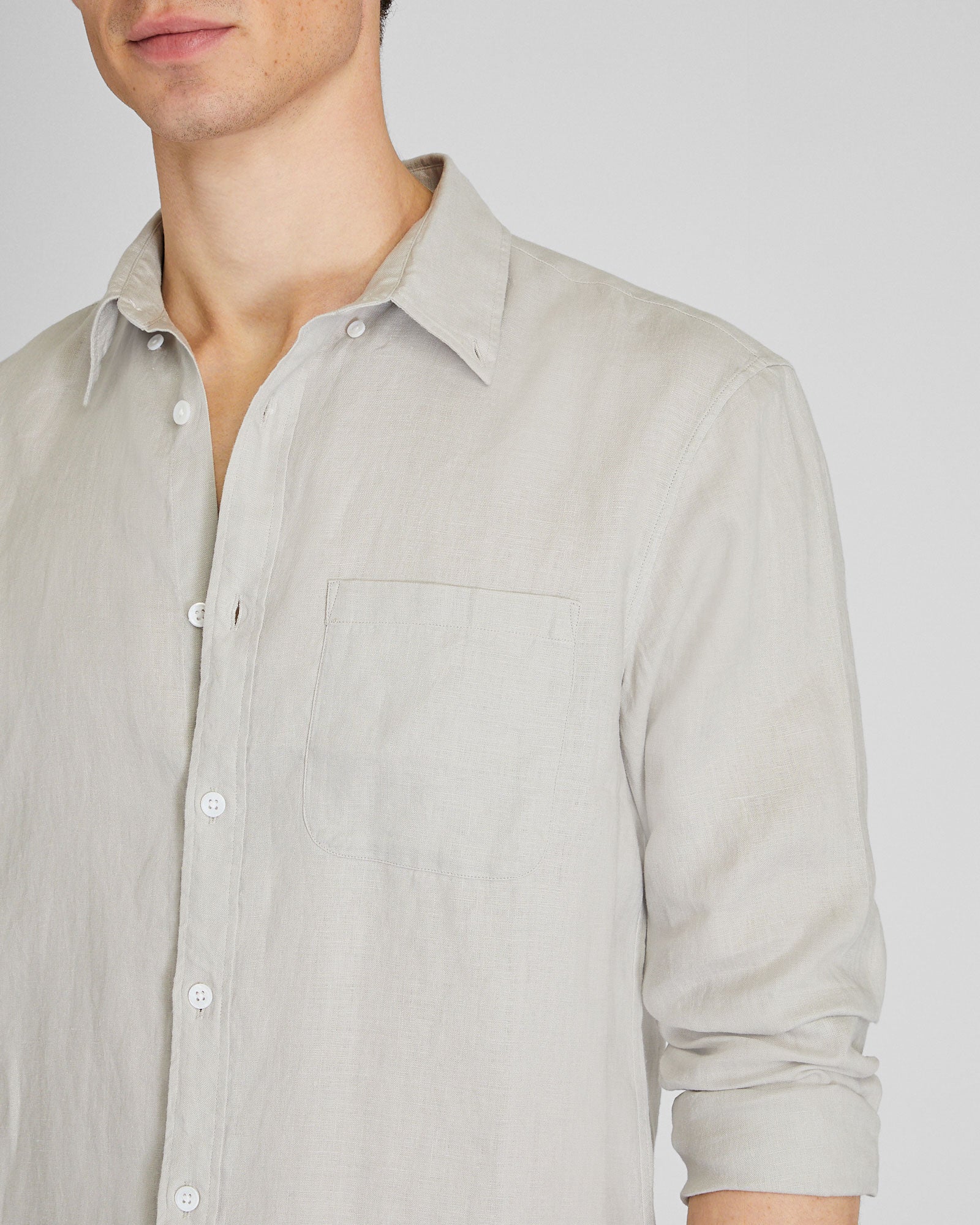 CLUB MONACO - Long-Sleeve Solid Linen Shirt - Medium Grey
