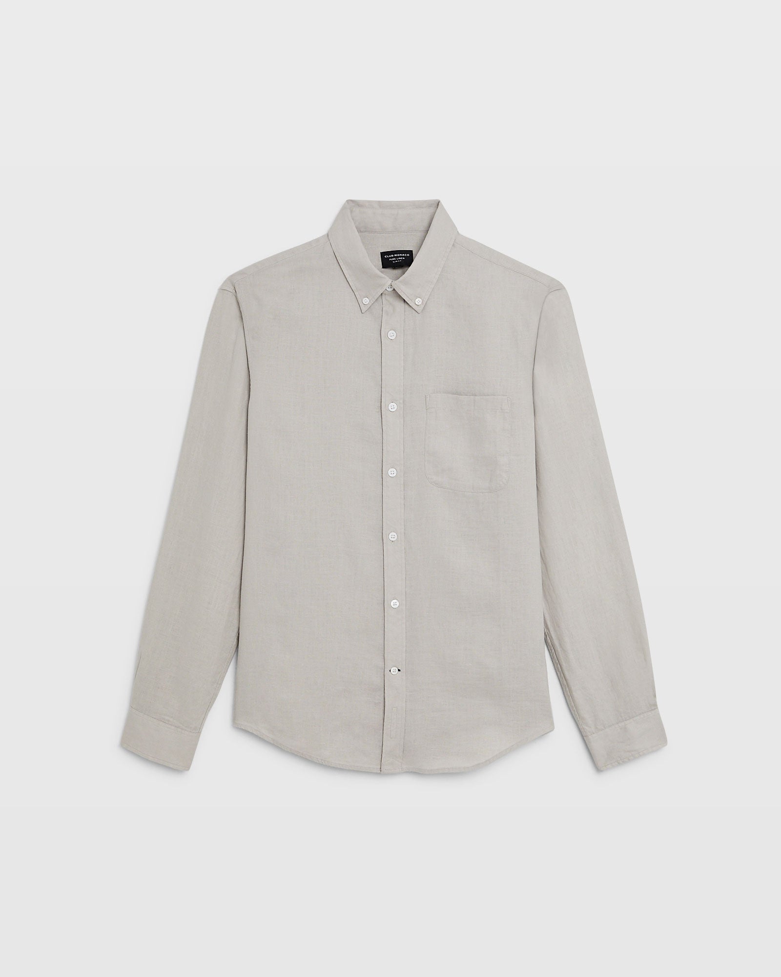 CLUB MONACO - Long-Sleeve Solid Linen Shirt - Medium Grey