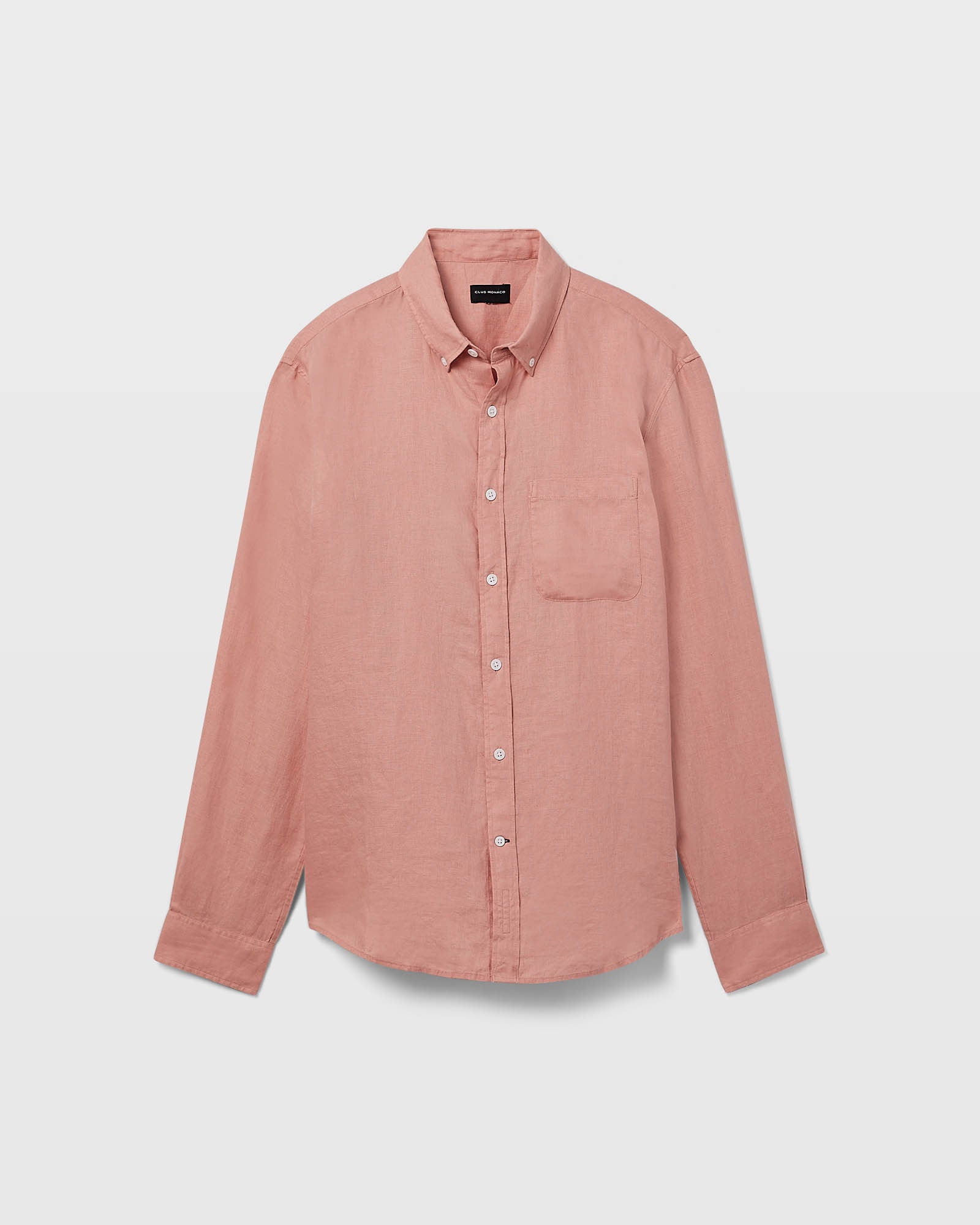 CLUB MONACO - Long-Sleeve Solid Linen Shirt - Pink