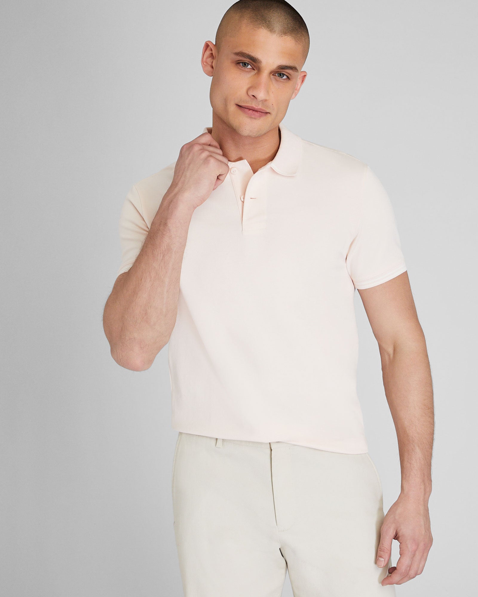 CLUB MONACO - Tipped Collar Polo - Light Pink