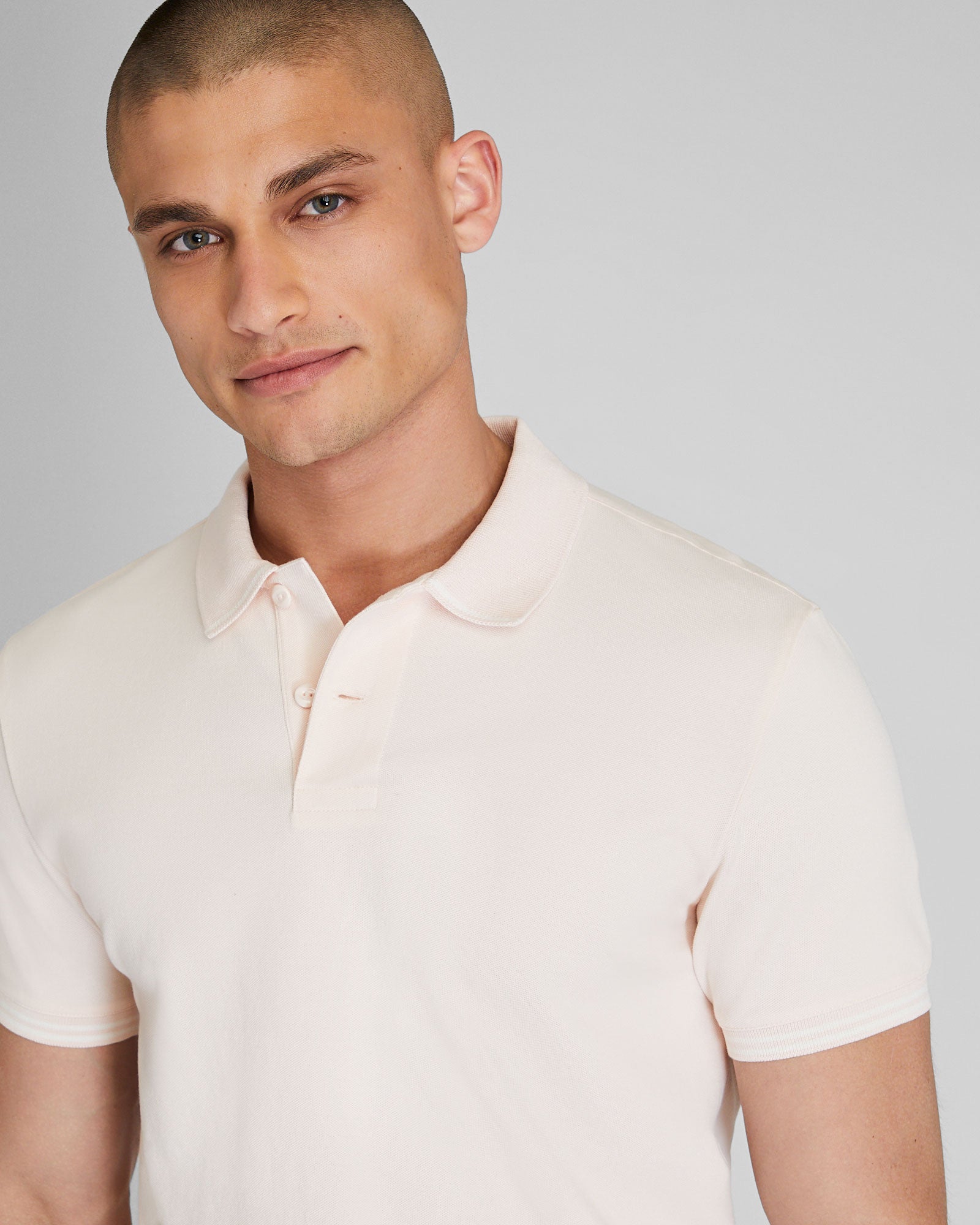 CLUB MONACO - Tipped Collar Polo - Light Pink
