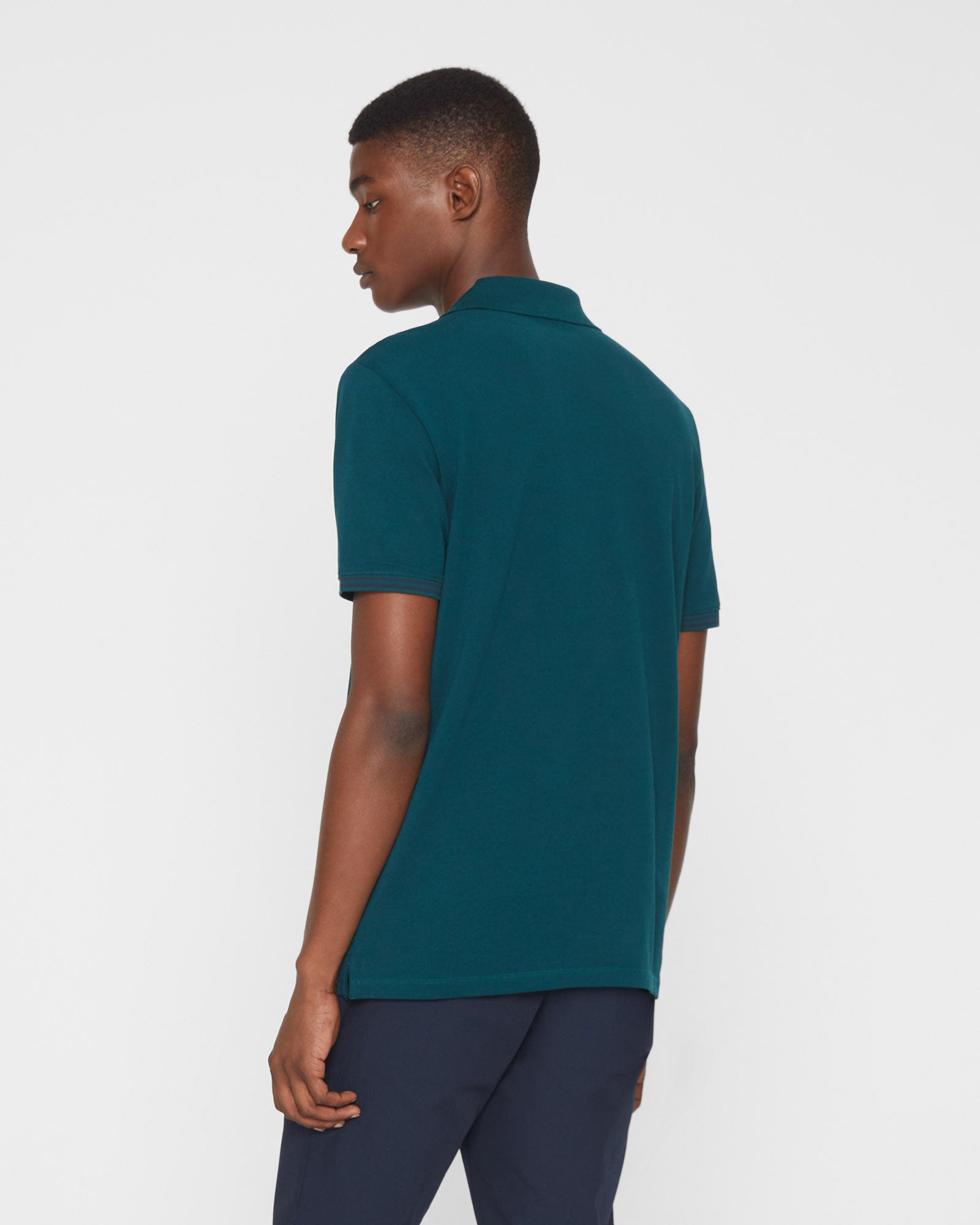 CLUB MONACO - Polo à col à lisières contrastées - Sarcelle