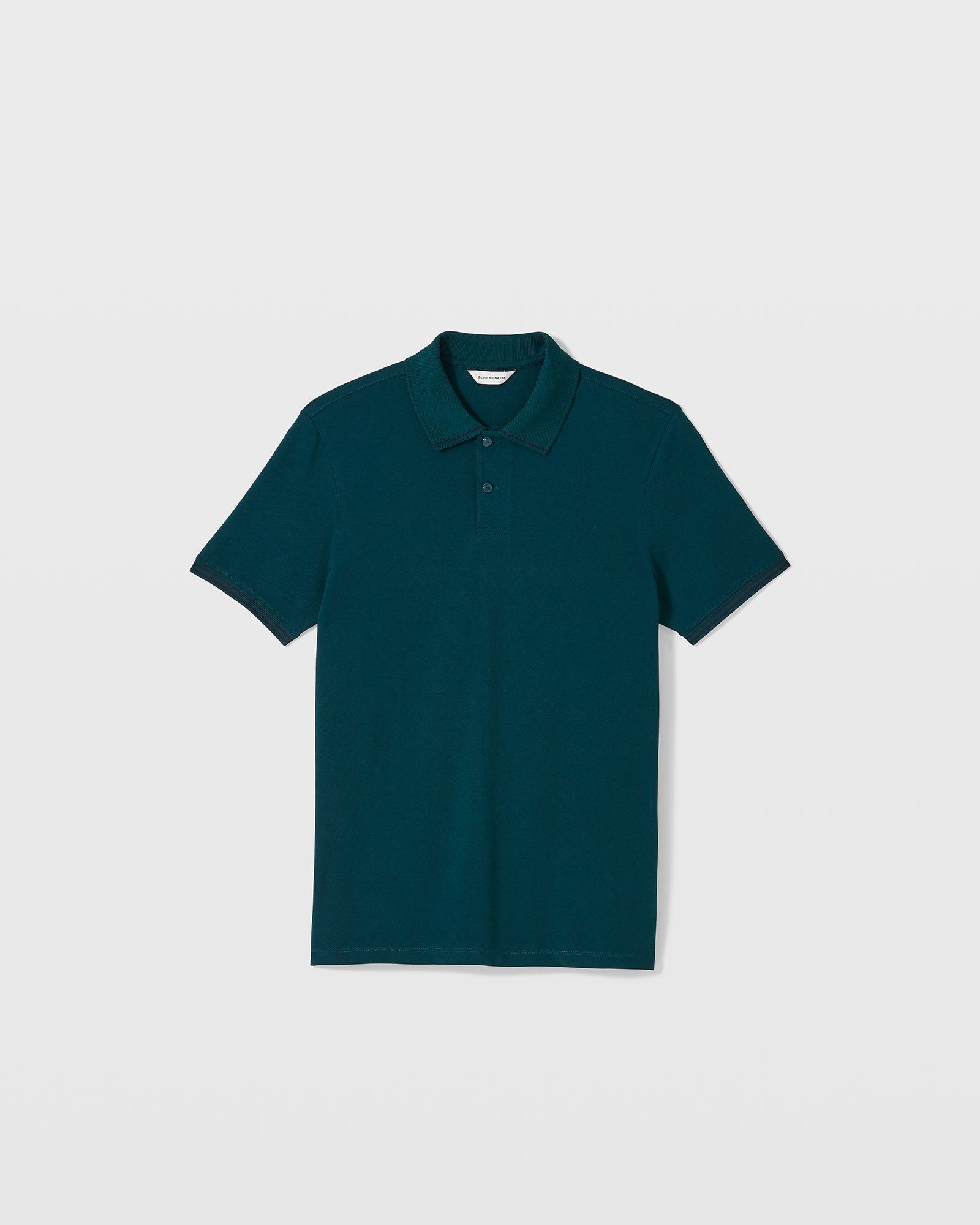 CLUB MONACO - Polo à col à lisières contrastées - Sarcelle