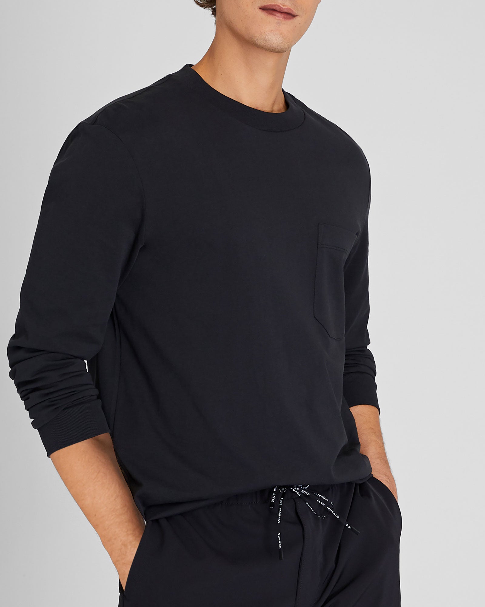 CLUB MONACO - Long-Sleeve Relaxed Tee - Black