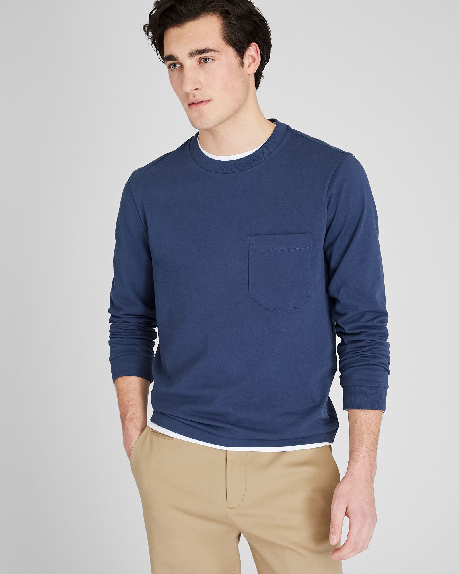 CLUB MONACO - Long-Sleeve Relaxed Tee - Navy
