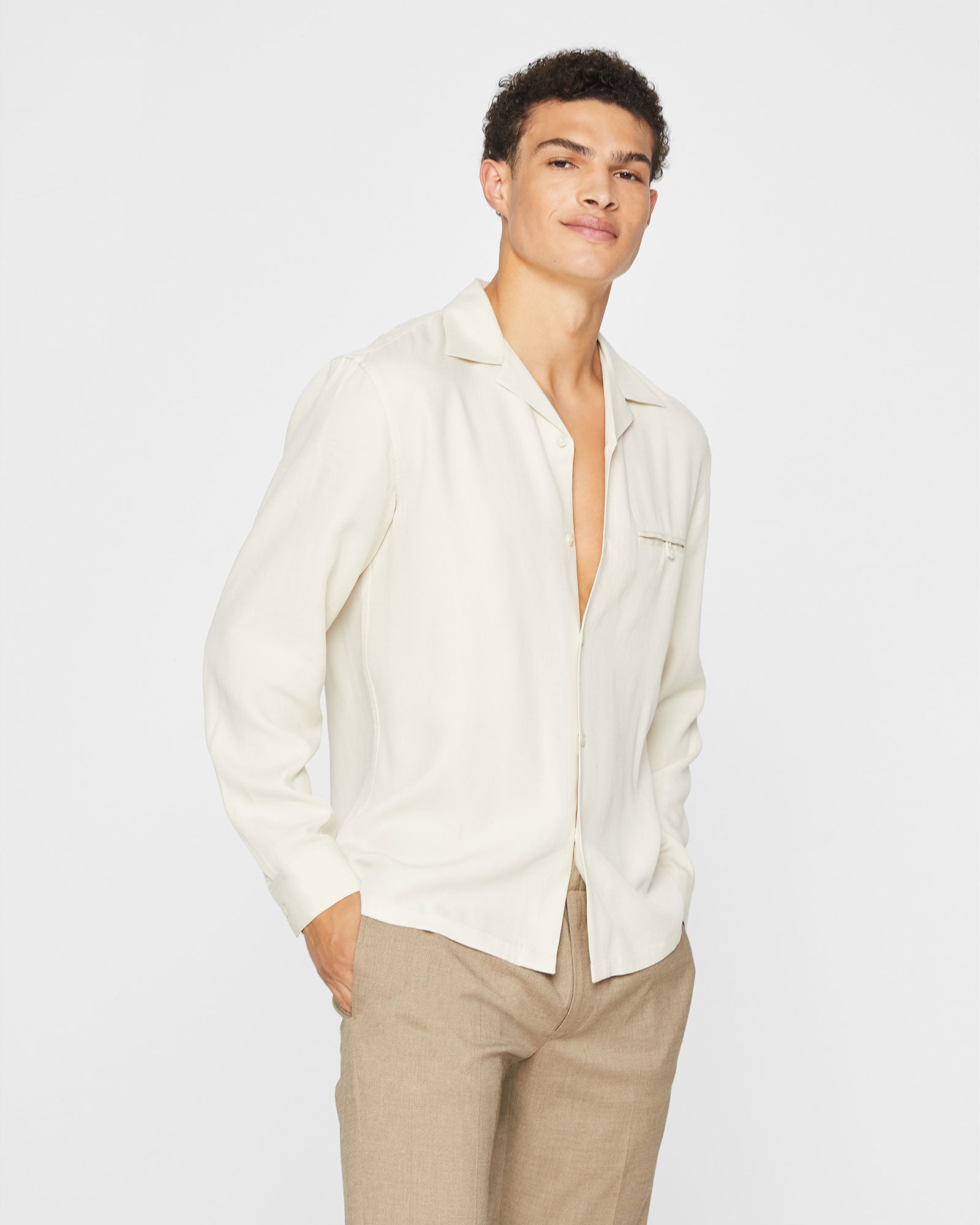 CLUB MONACO - Long-Sleeve Textured Shirt - Off White