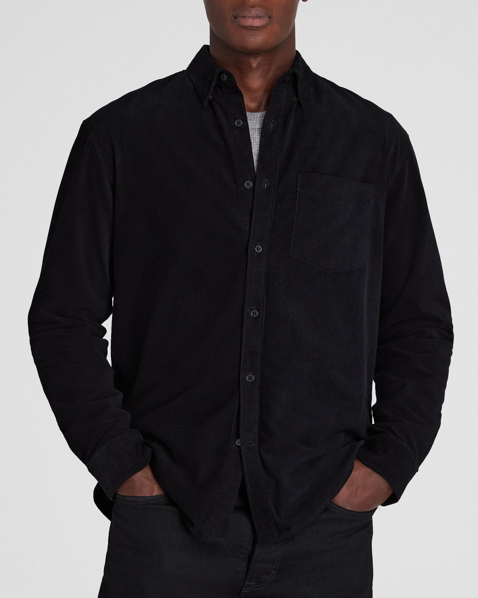 CLUB MONACO - Long-Sleeve Corduroy Shirt - Black
