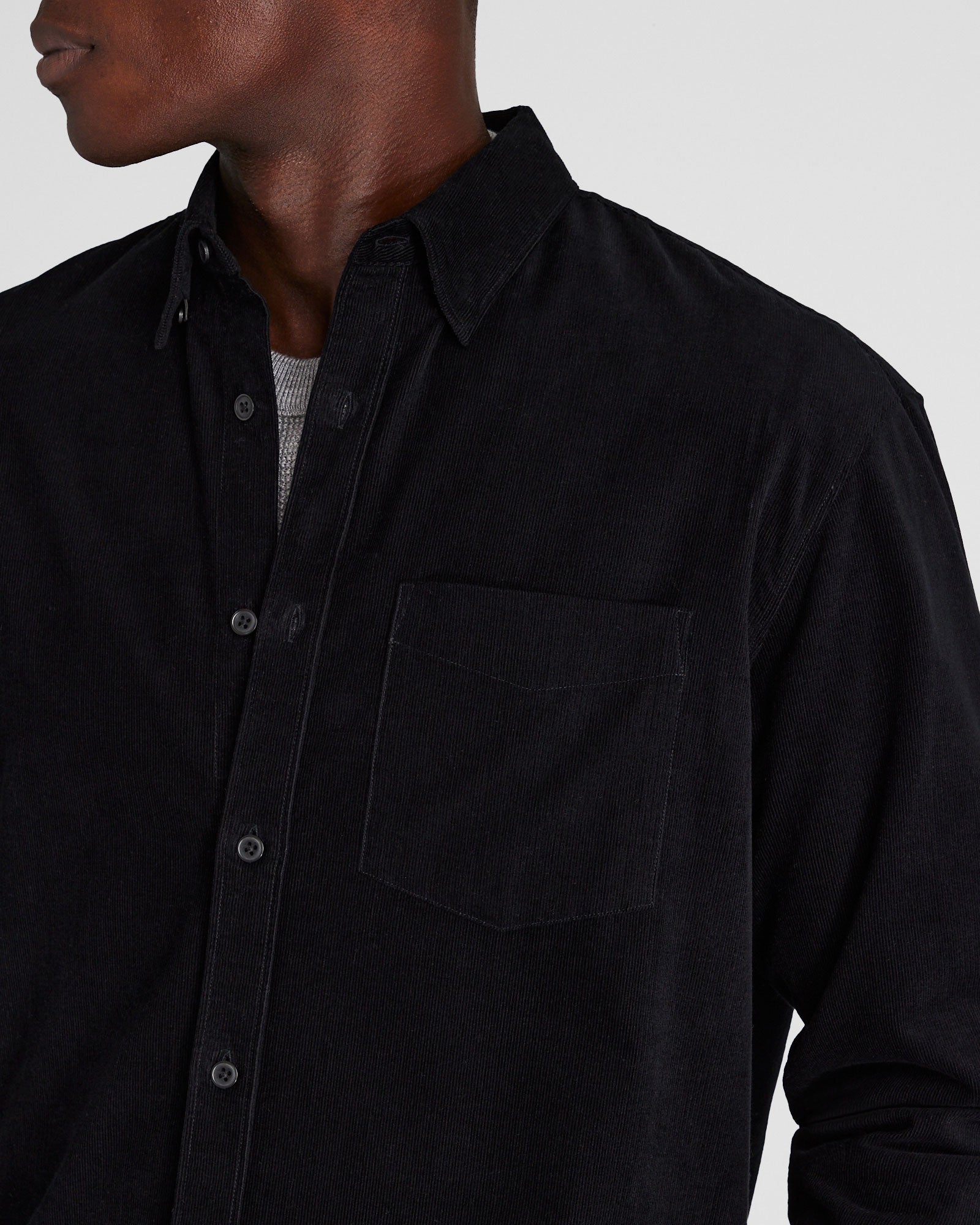 CLUB MONACO - Long-Sleeve Corduroy Shirt - Black