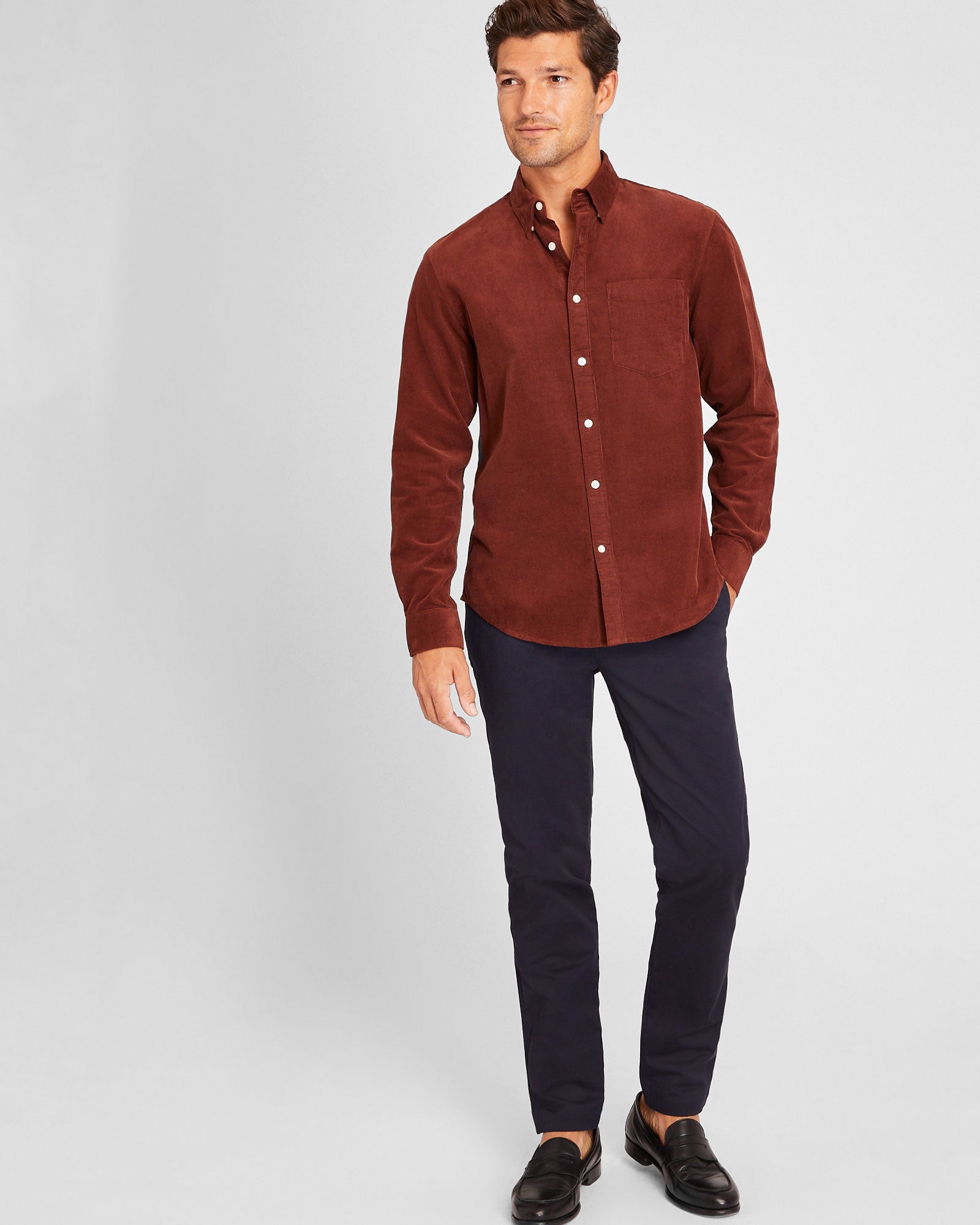 CLUB MONACO - Chemise en velours côtelé - Bourgogne