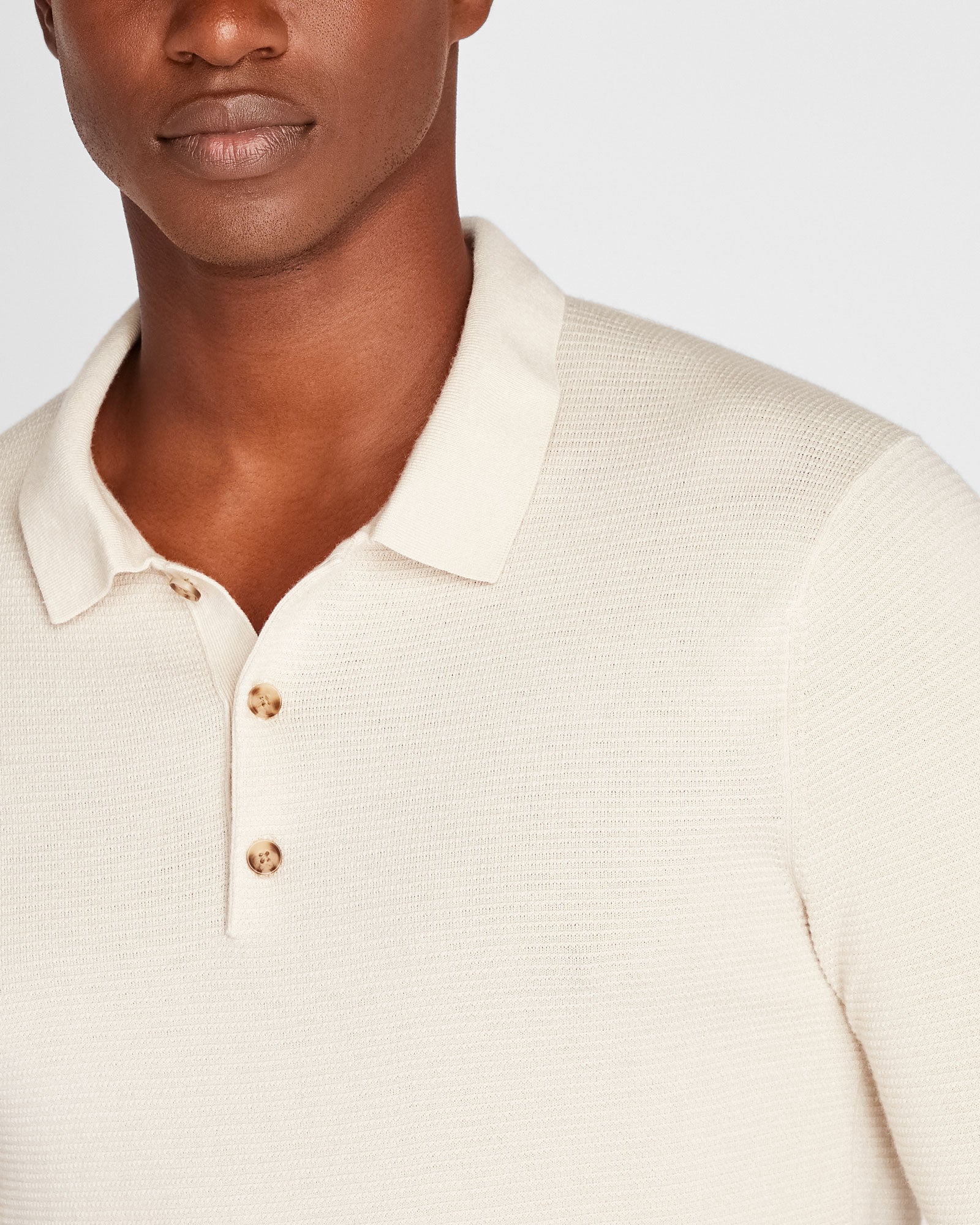 CLUB MONACO - Polo en laine extensible texturée - Beige