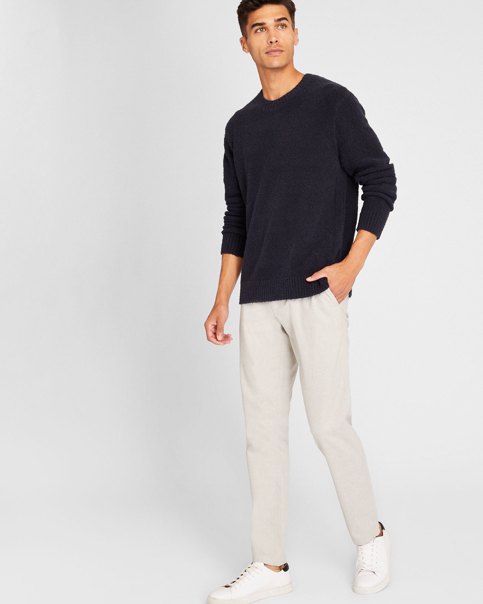 CLUB MONACO - Bouclé Crewneck - Navy