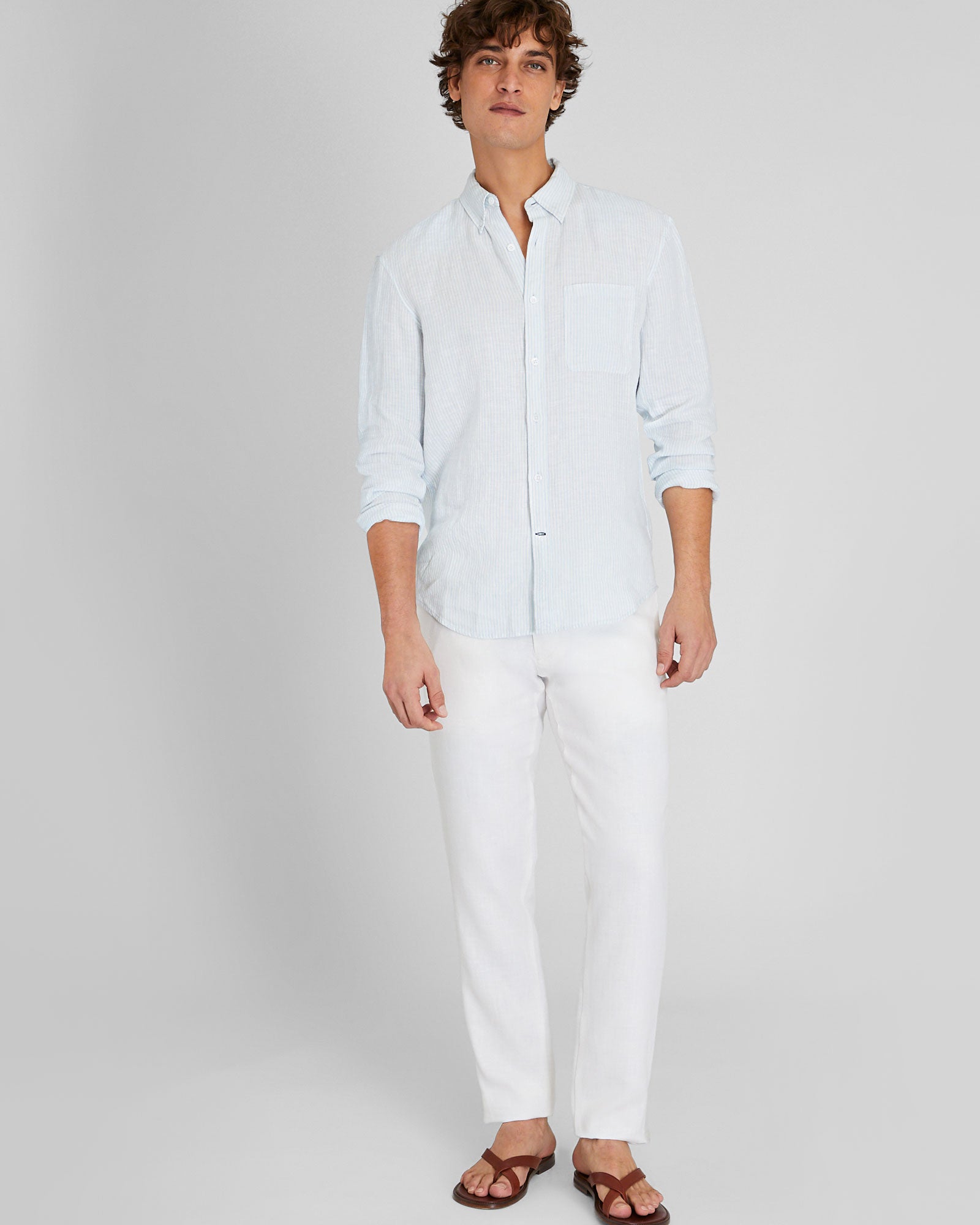 CLUB MONACO - Long-Sleeve Stripe Linen Shirt - Multi