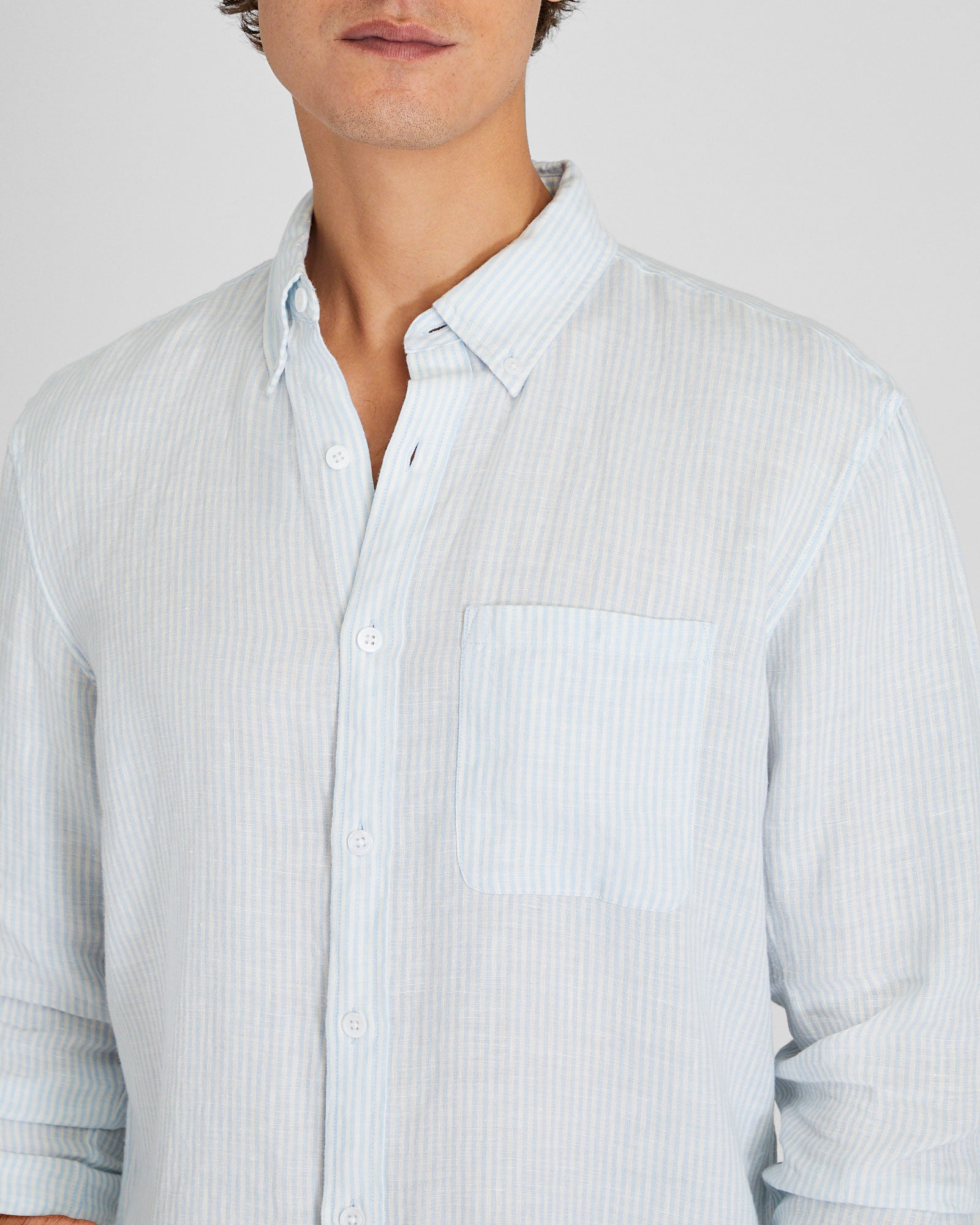 CLUB MONACO - Long-Sleeve Stripe Linen Shirt - Multi