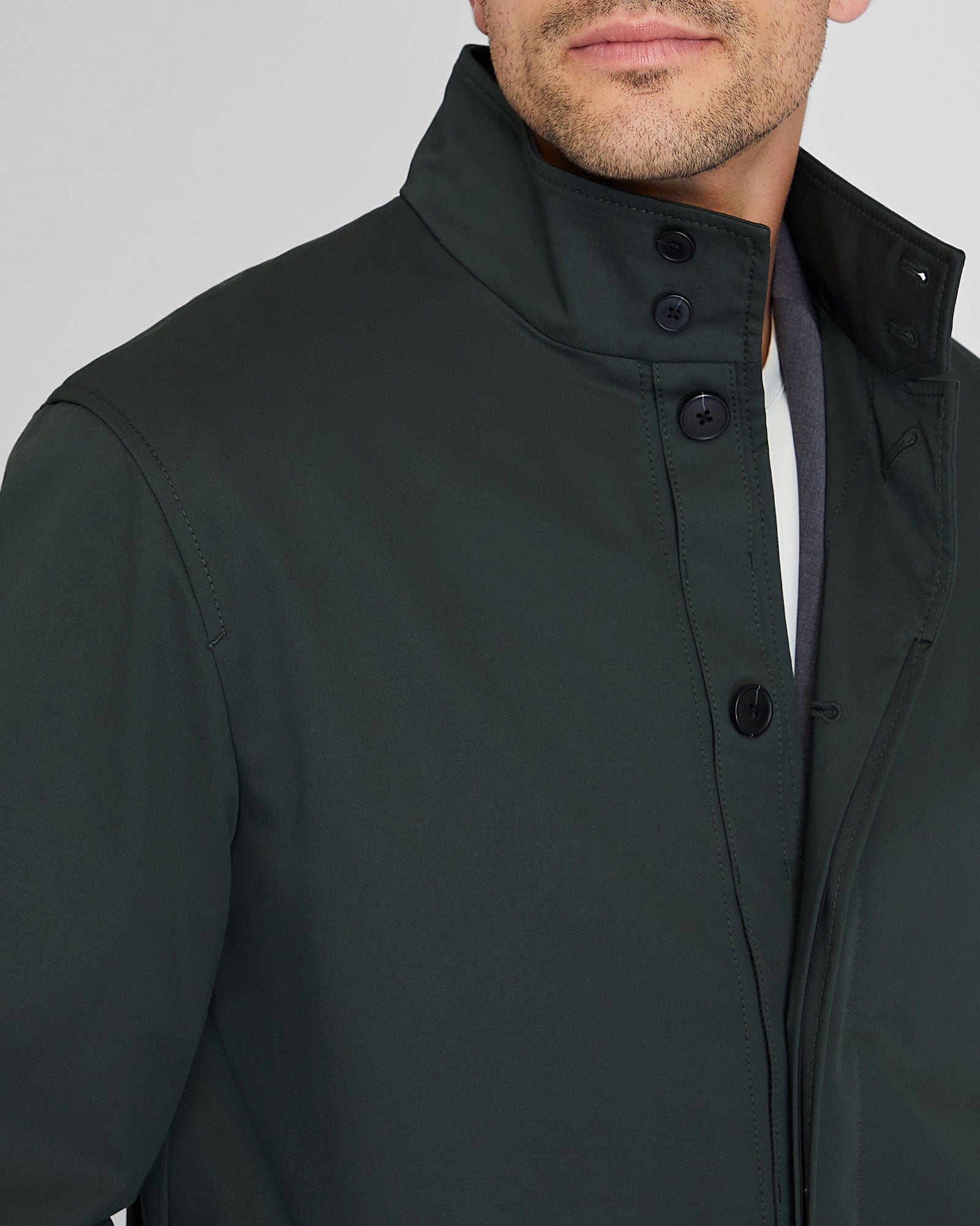 CLUB MONACO - Manteau Mac à col cheminée - Noir métallisé