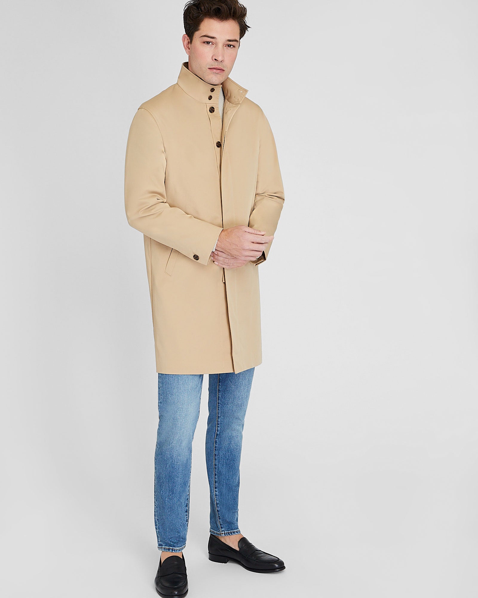 CLUB MONACO - Manteau Mac à col cheminée - Kaki