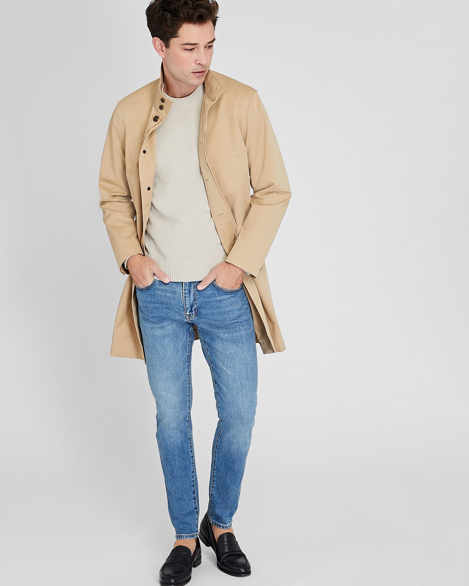 CLUB MONACO - Manteau Mac à col cheminée - Kaki