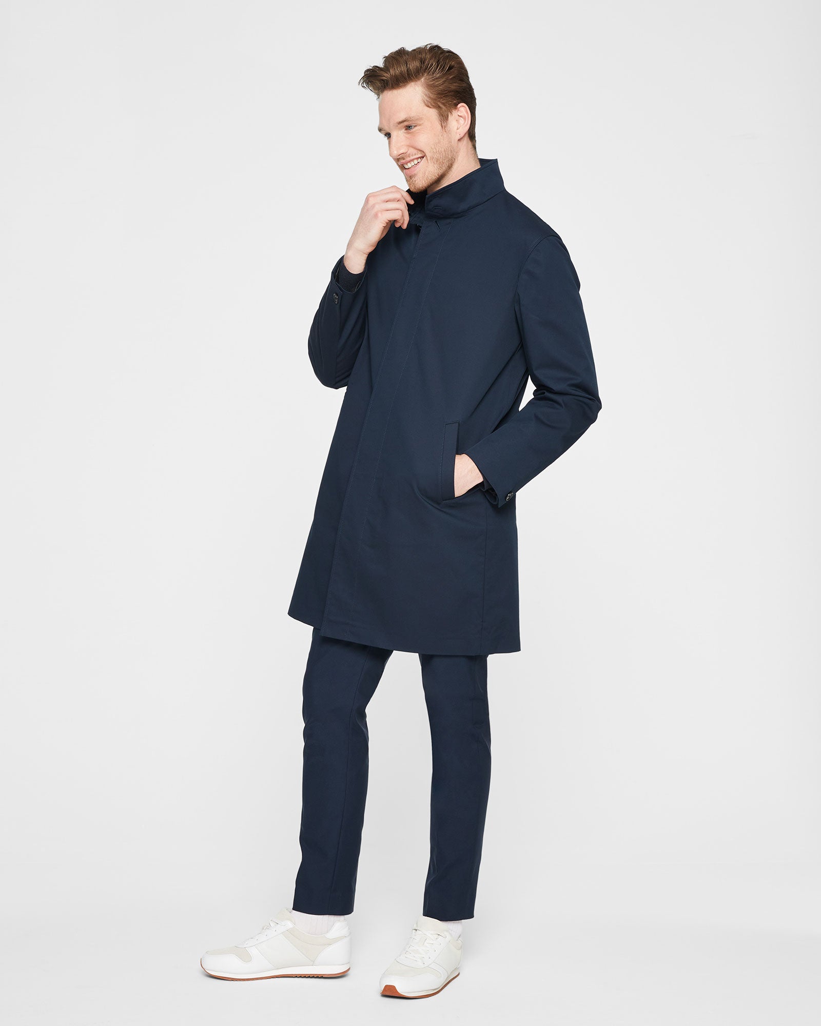 CLUB MONACO - Manteau Mac à col cheminée - Marine