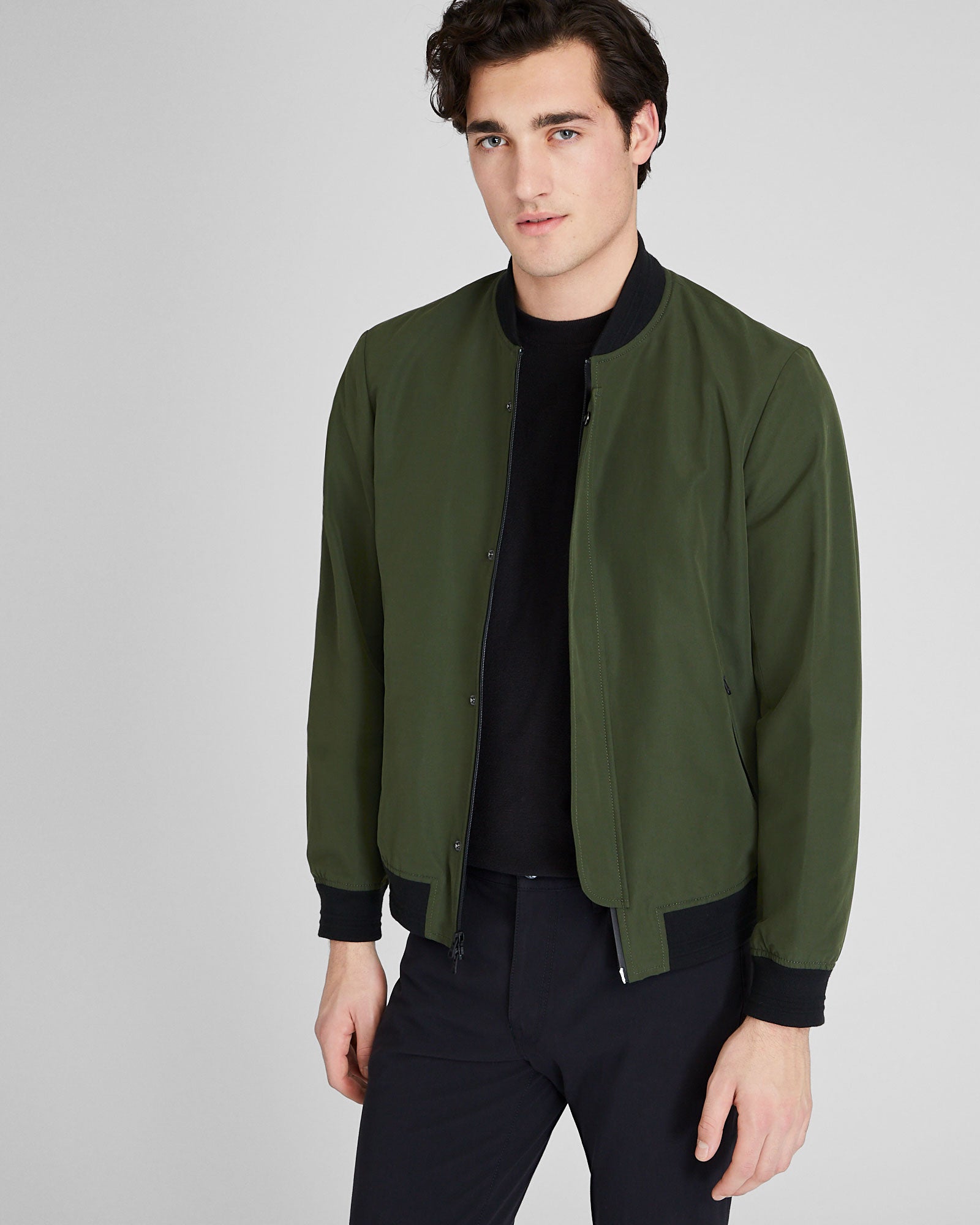 CLUB MONACO - Tech Bomber Jacket - Dark Green