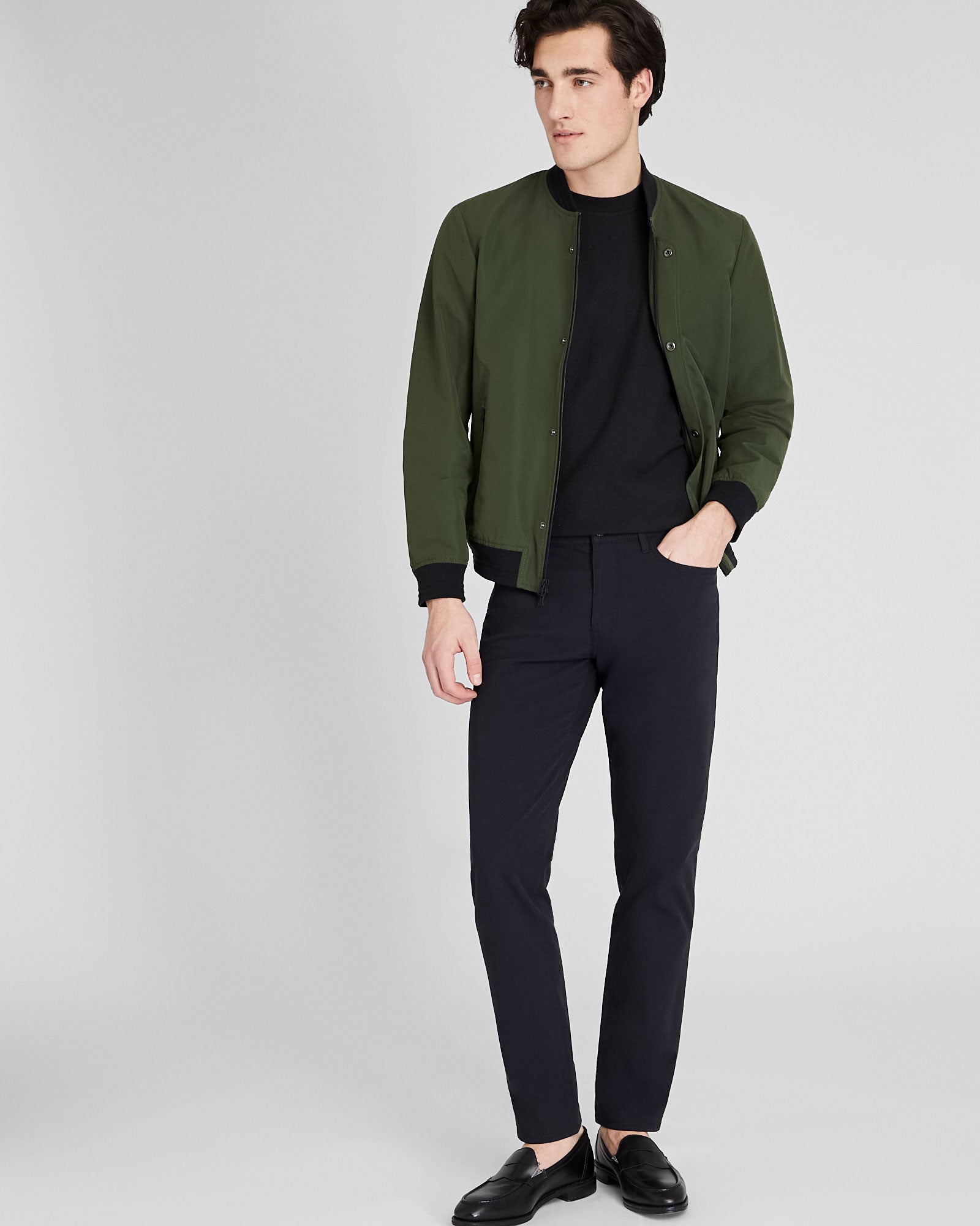 CLUB MONACO - Tech Bomber Jacket - Dark Green