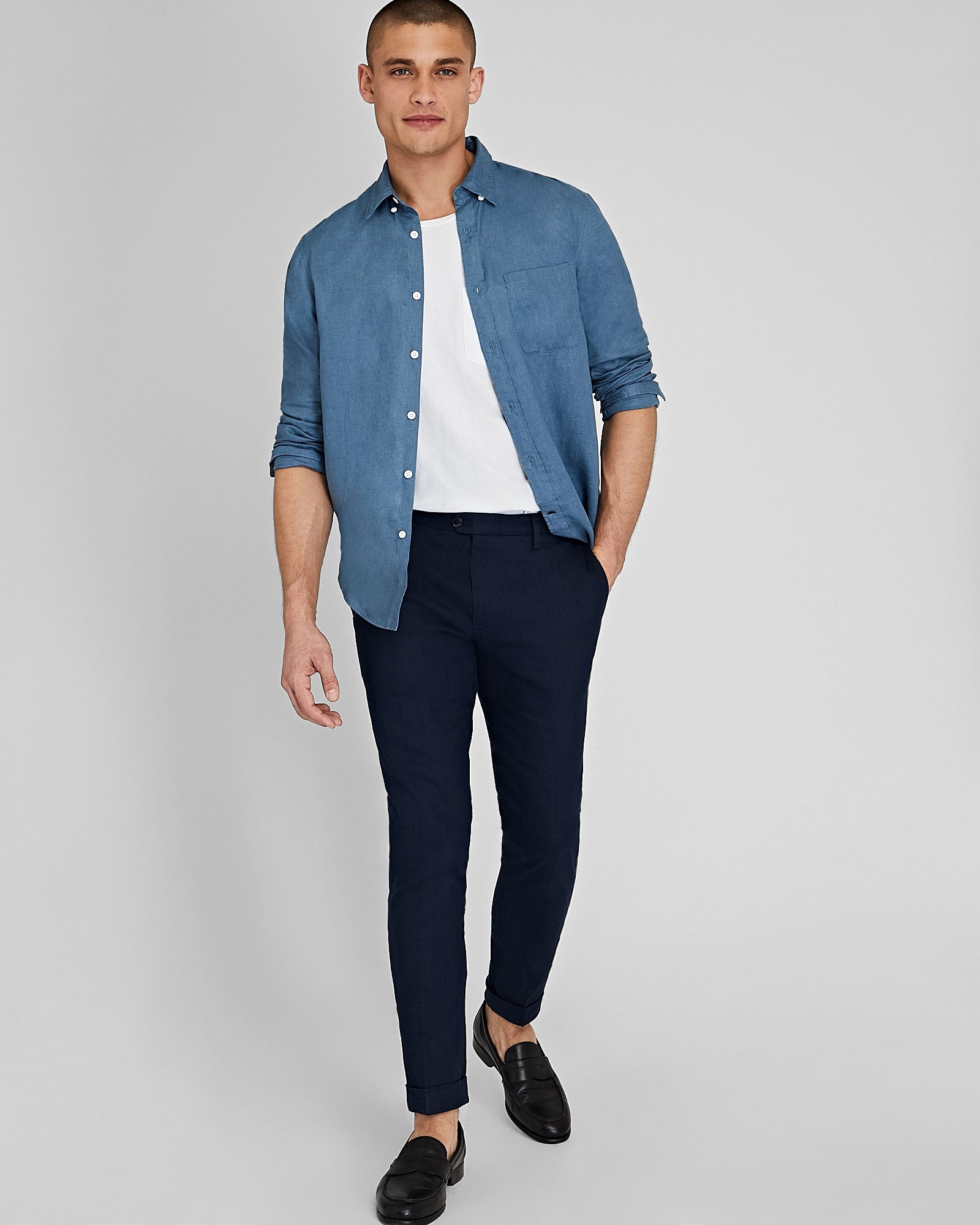 Men's Navy Sutton Linen Dress Pant | Club Monaco US Men's Navy Sutton Linen Dress Pant | Club Monaco US