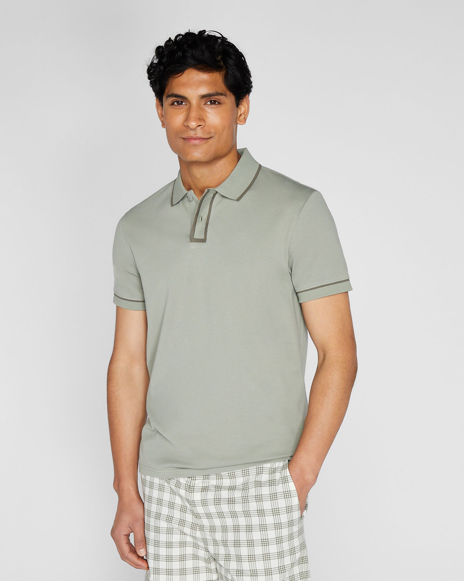 CLUB MONACO - Linear Tipped Polo - Green
