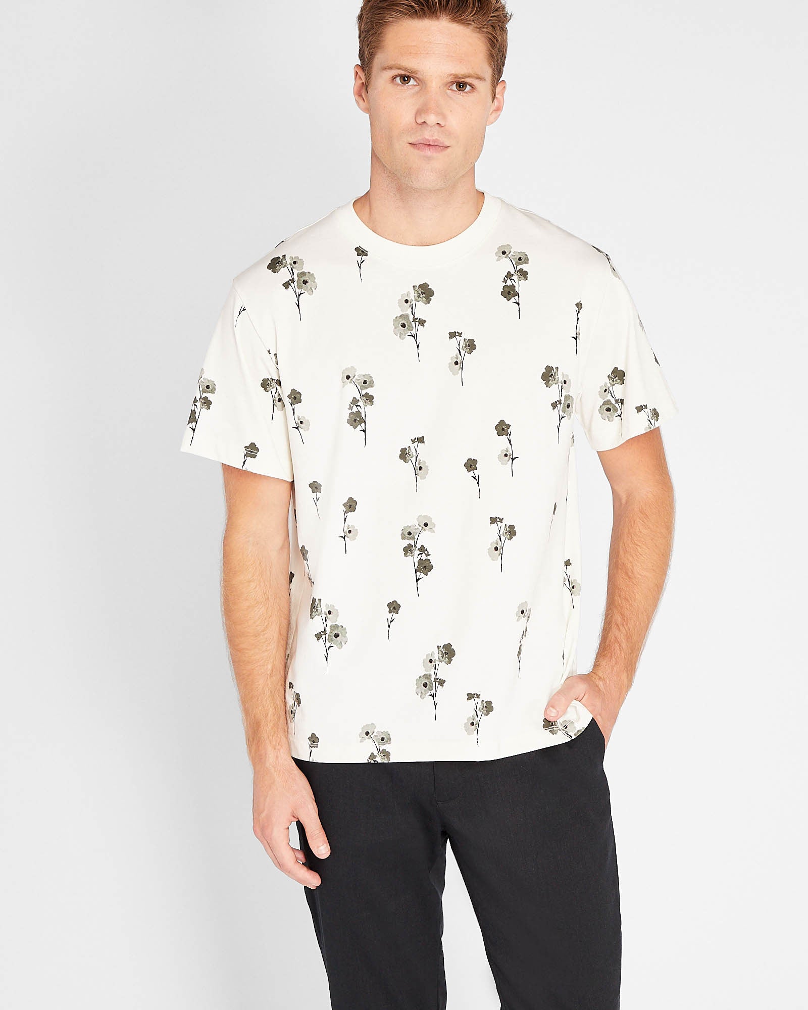 CLUB MONACO - T-shirt à fleurs à manches courtes - Blanc