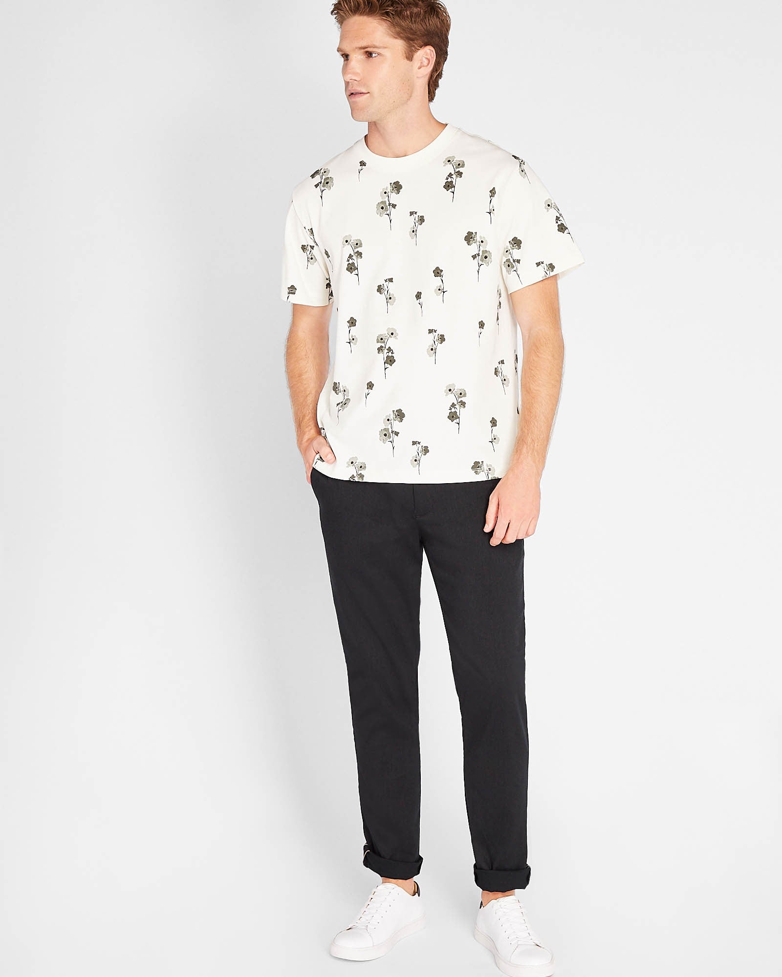 CLUB MONACO - T-shirt à fleurs à manches courtes - Blanc