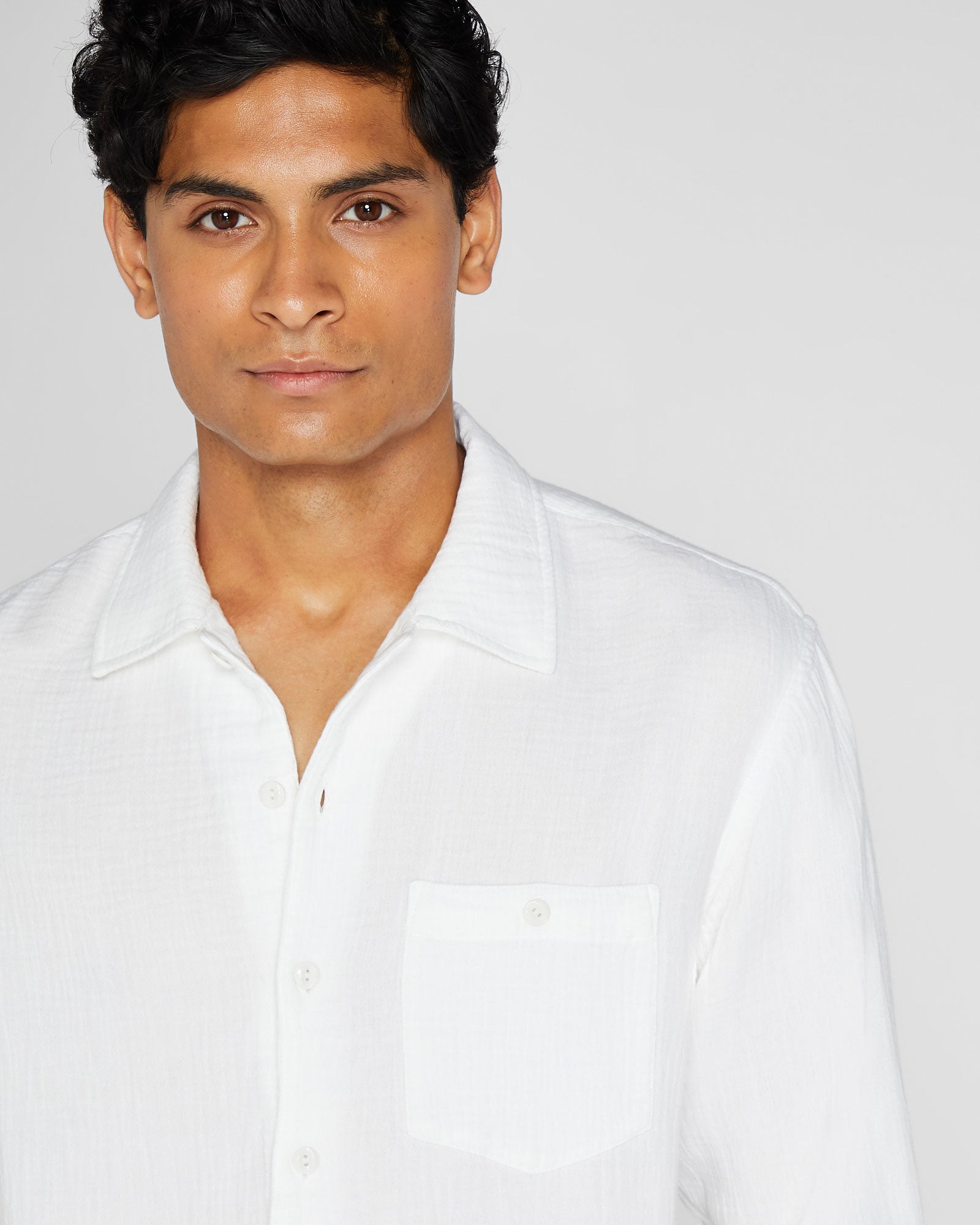 CLUB MONACO - Long-Sleeve Summer Doubleface Shirt - White