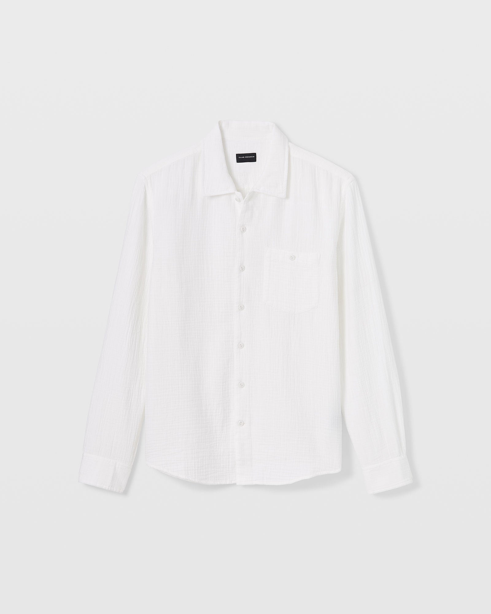 CLUB MONACO - Long-Sleeve Summer Doubleface Shirt - White