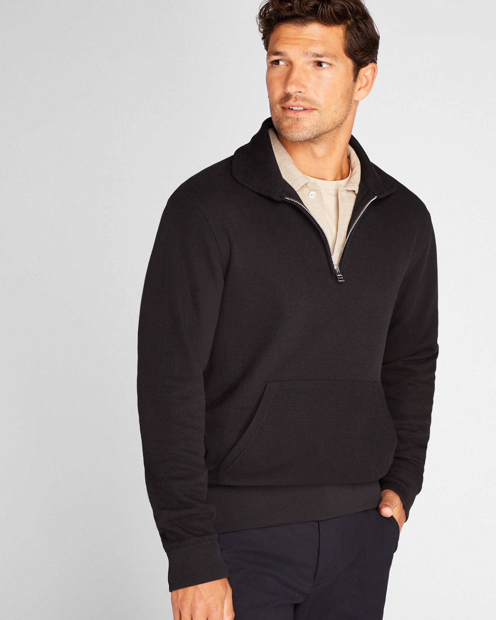 CLUB MONACO - Quarter-Zip Sweatshirt - Black