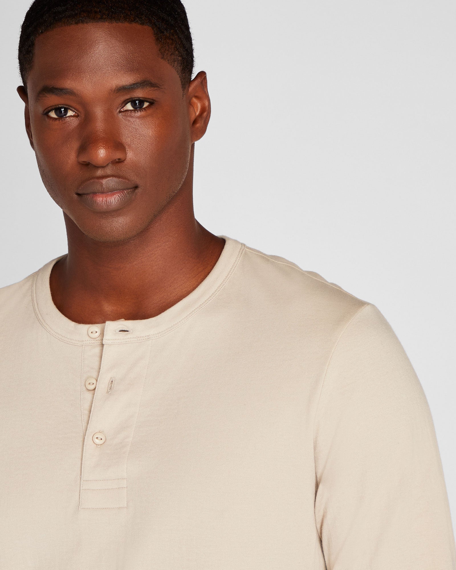 CLUB MONACO - Doubleface Long-Sleeve Henley - Beige