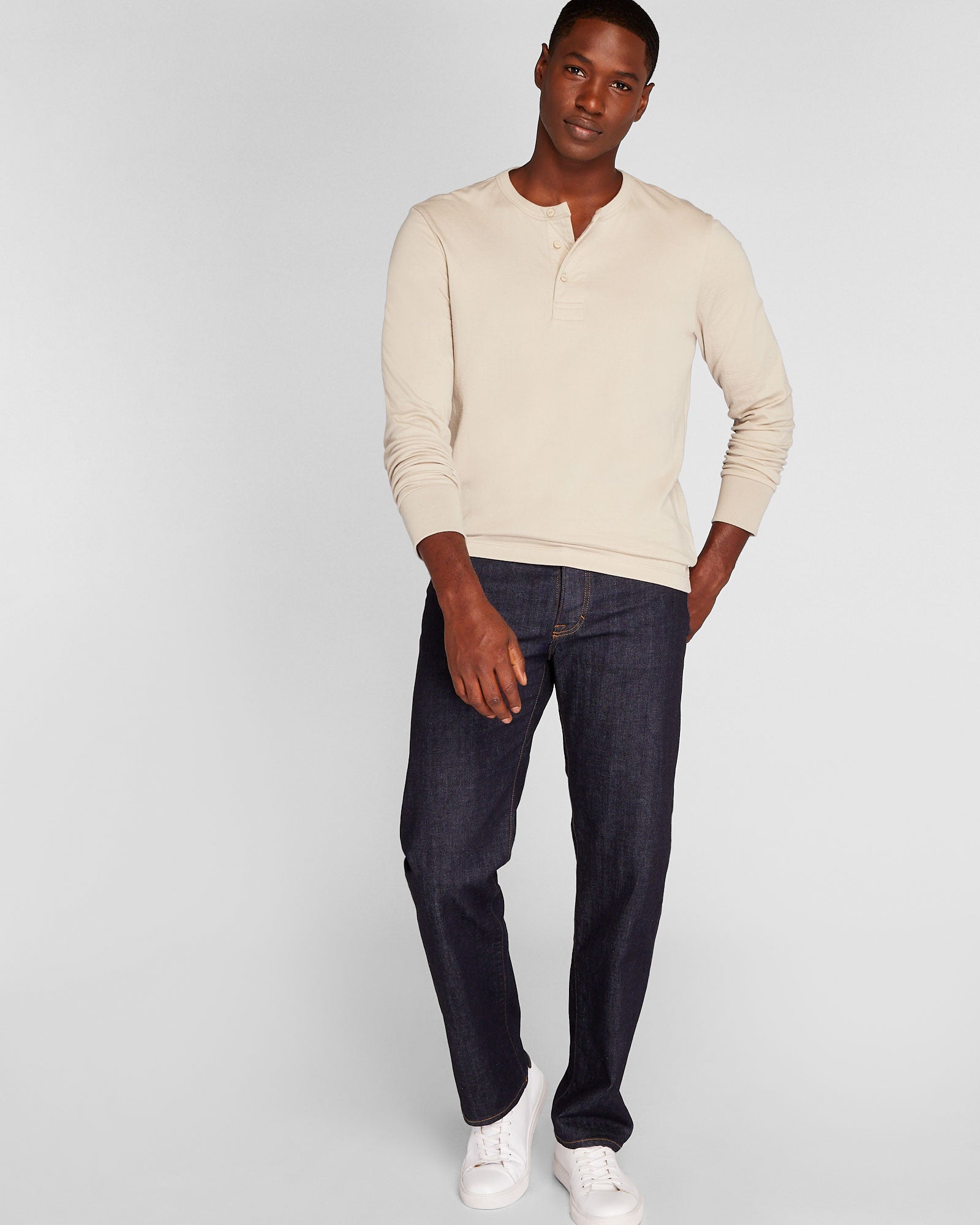 CLUB MONACO - Doubleface Long-Sleeve Henley - Beige