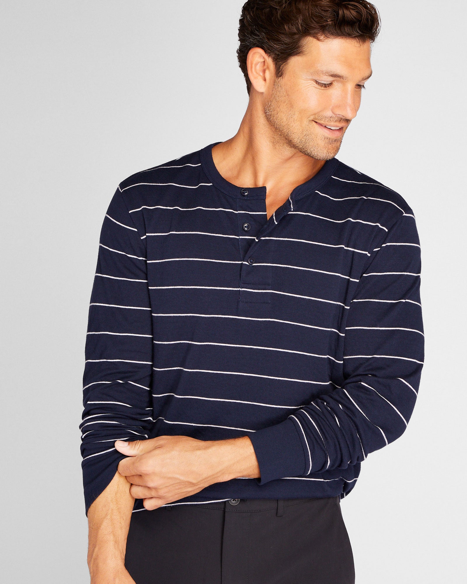 CLUB MONACO - Doubleface Long-Sleeve Henley - Navy