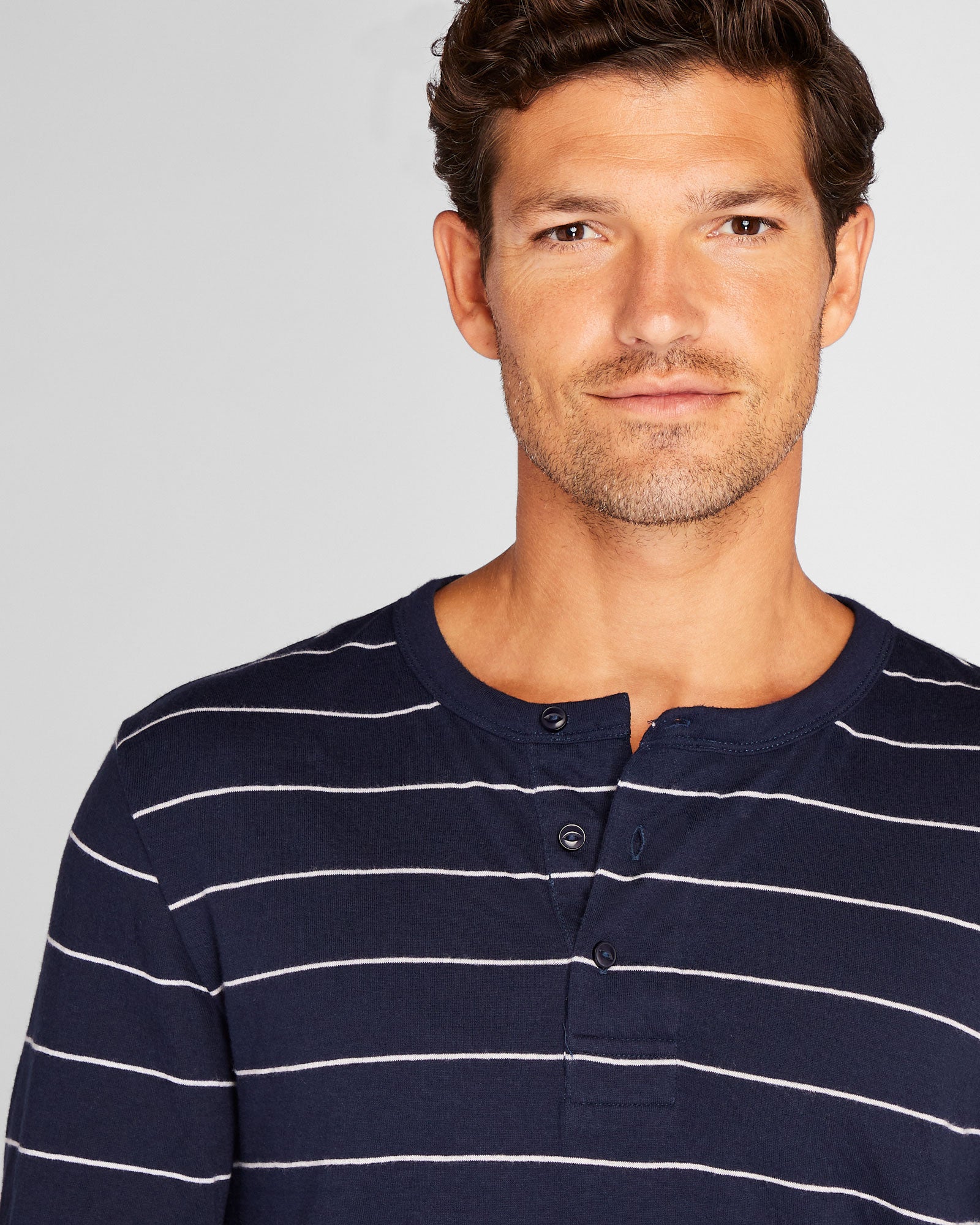 CLUB MONACO - Doubleface Long-Sleeve Henley - Navy