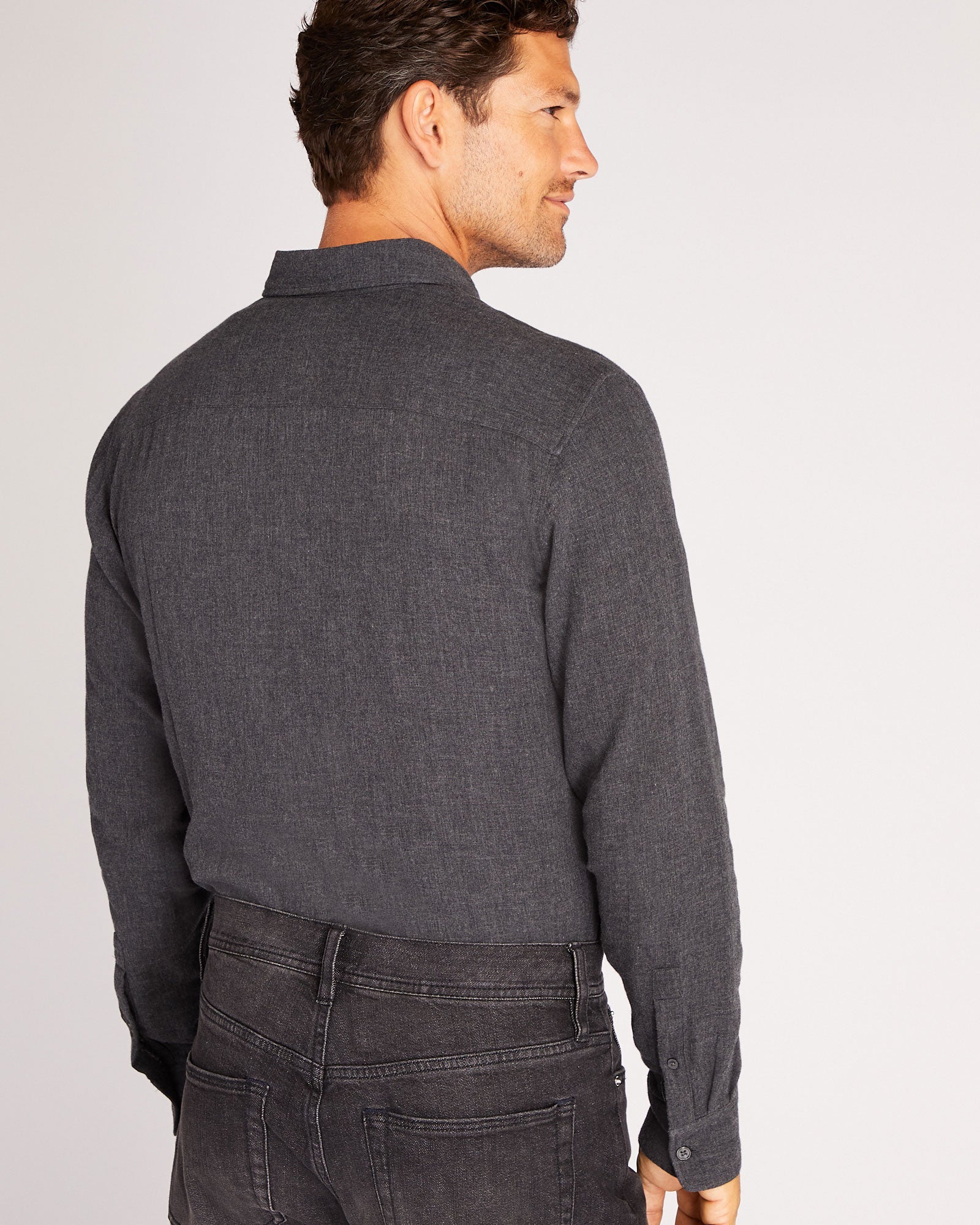 CLUB MONACO - Lightweight Doubleface Long-Sleeve Shirt - Charcoal
