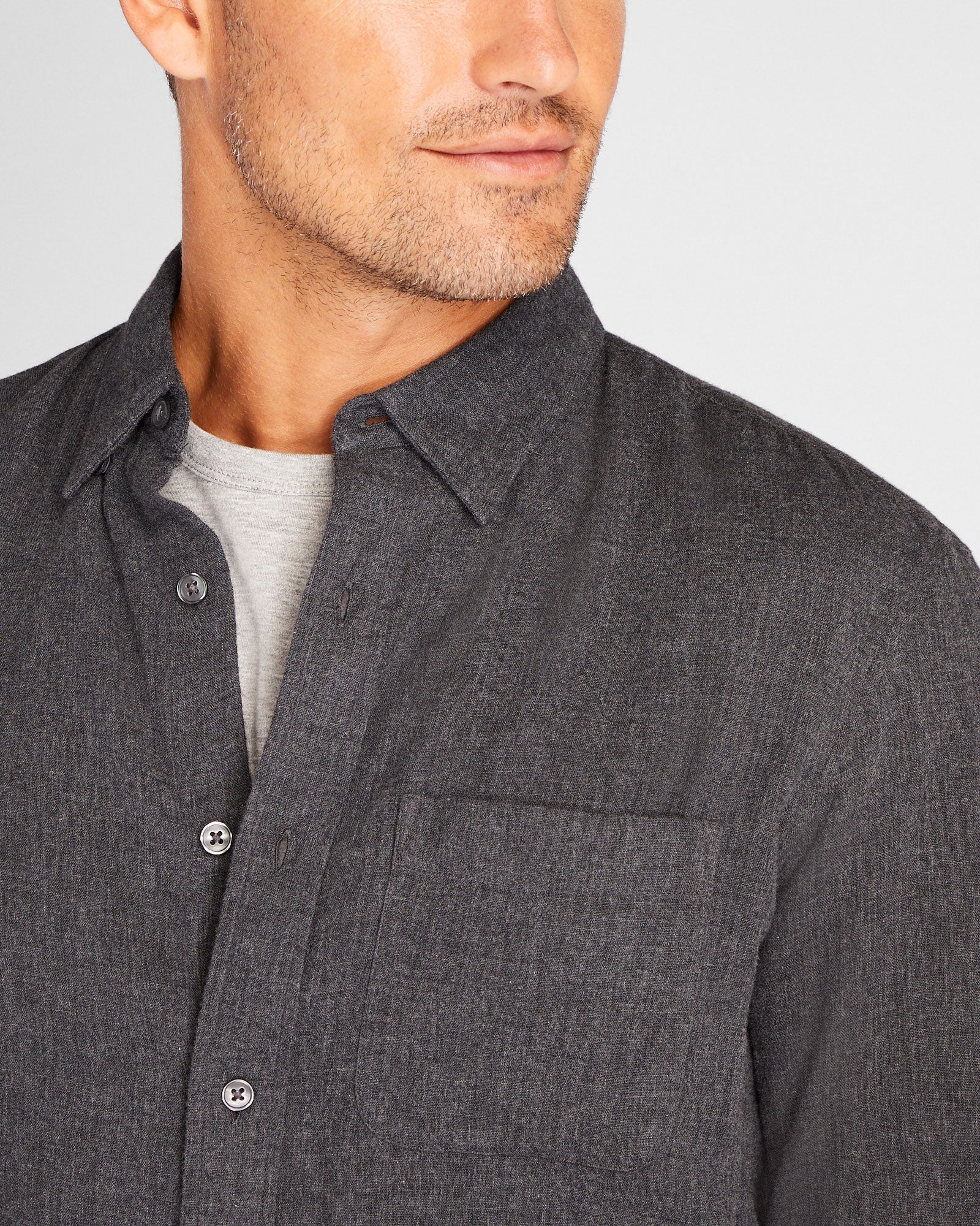 CLUB MONACO - Lightweight Doubleface Long-Sleeve Shirt - Charcoal