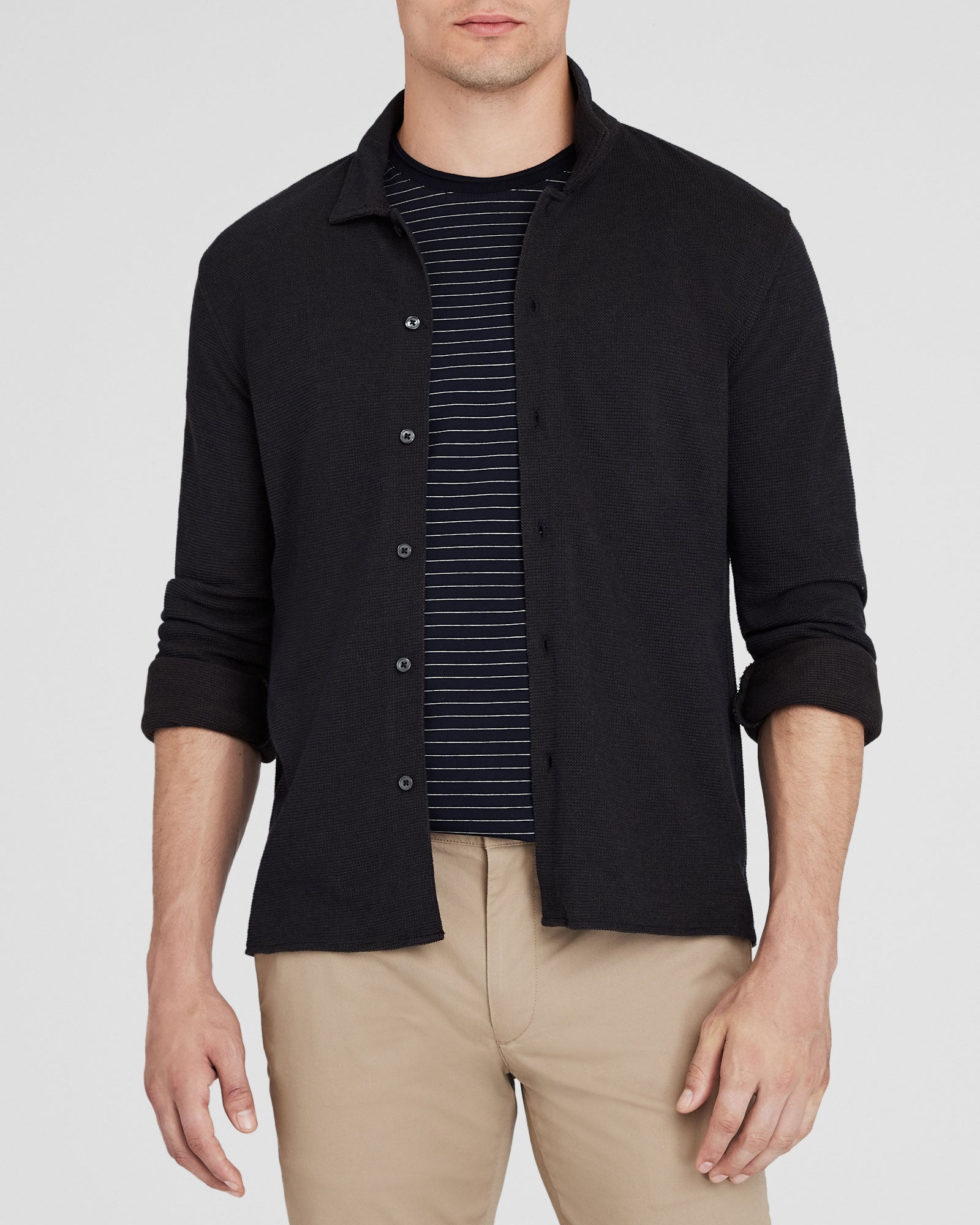 club monaco dress shirt Men's Blue Long-Sleeve Solid Oxford Shirt
