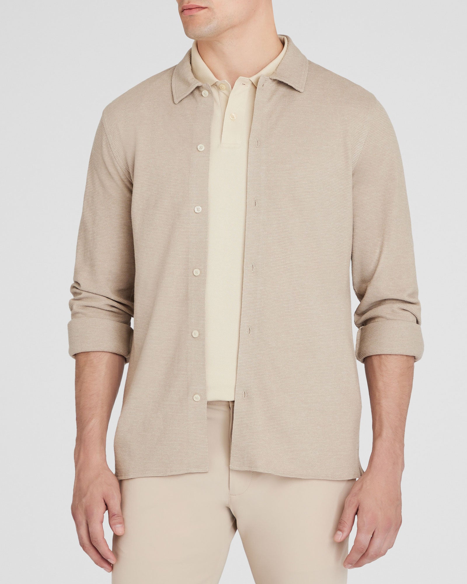 Men's Light Tan Mix Relaxed Waffle Knit Shirt