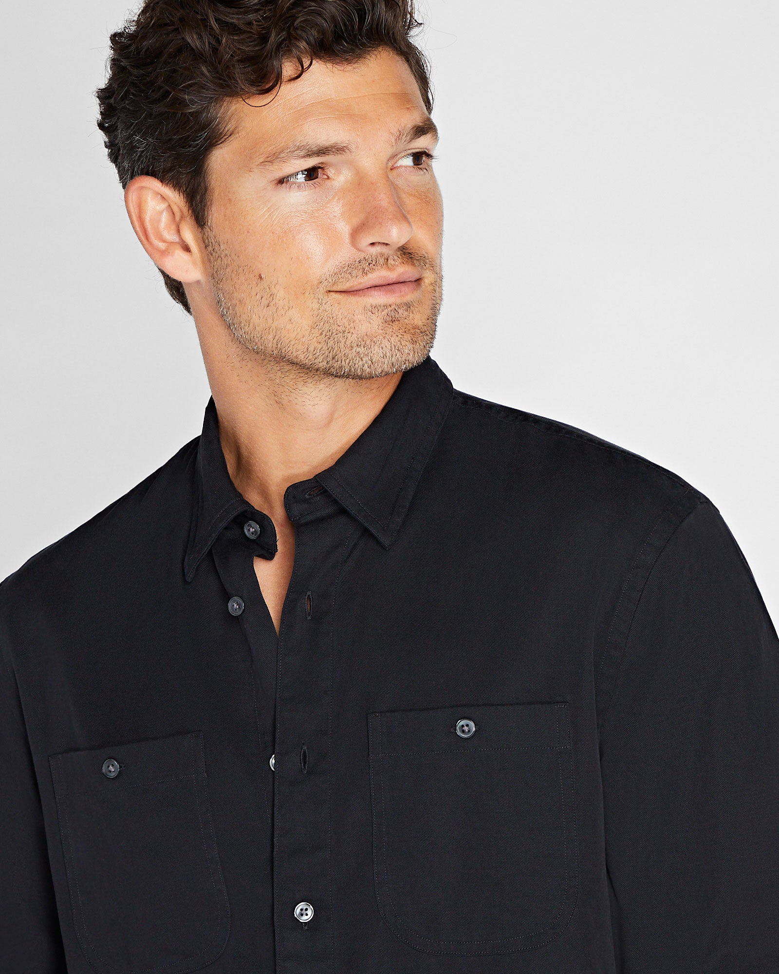 CLUB MONACO - Soft Twill Utility Shirt - Black