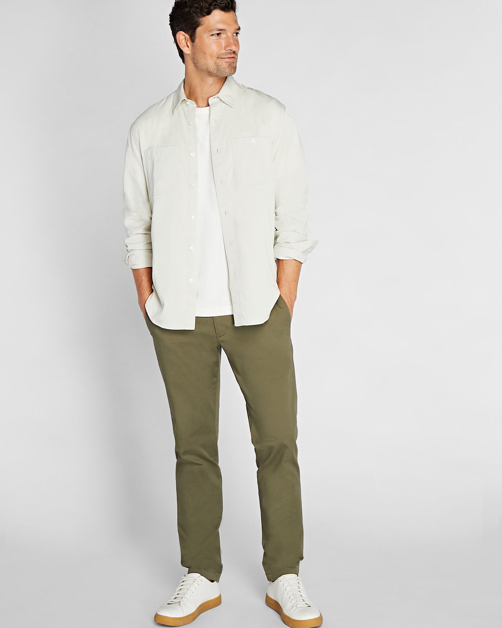 CLUB MONACO - Chemise utilitaire en sergé doux - Ivoire
